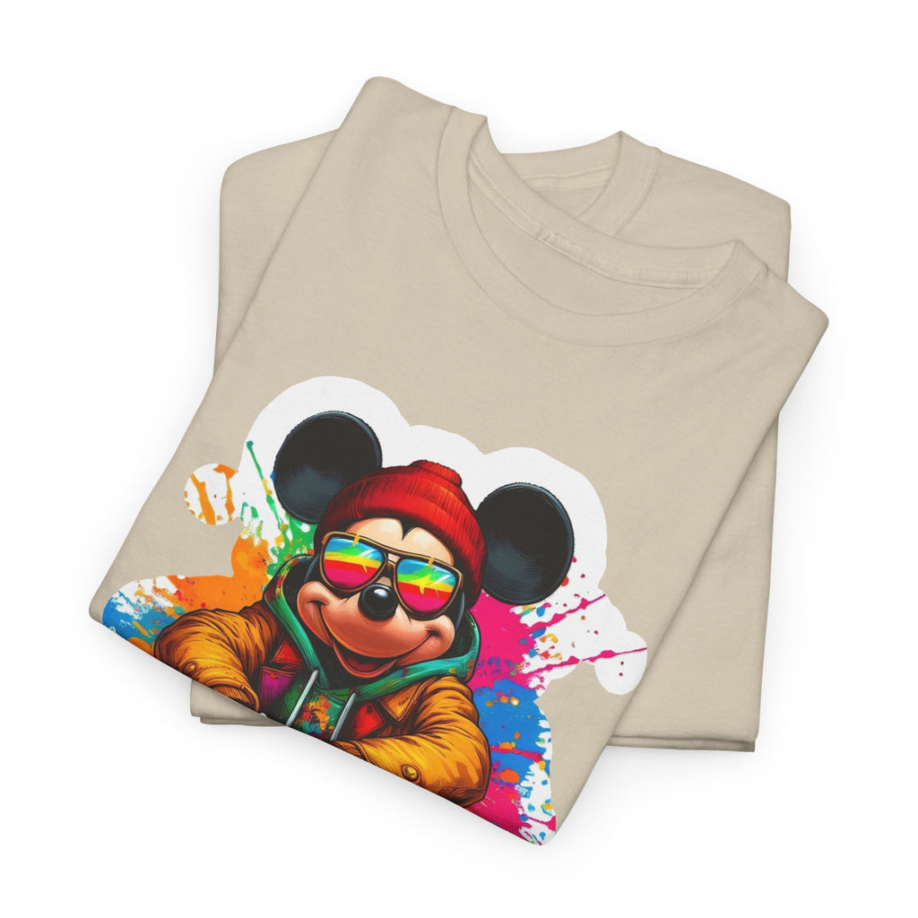 Streetwear Mouse Graphic Tee — Colorful Urban Hip-Hop Cartoon Shirt