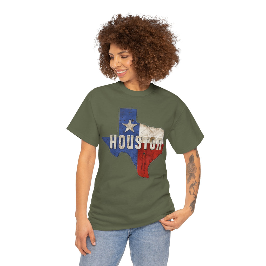 Houston Texas Flag Graphic Tee — Vintage State Outline T-Shirt