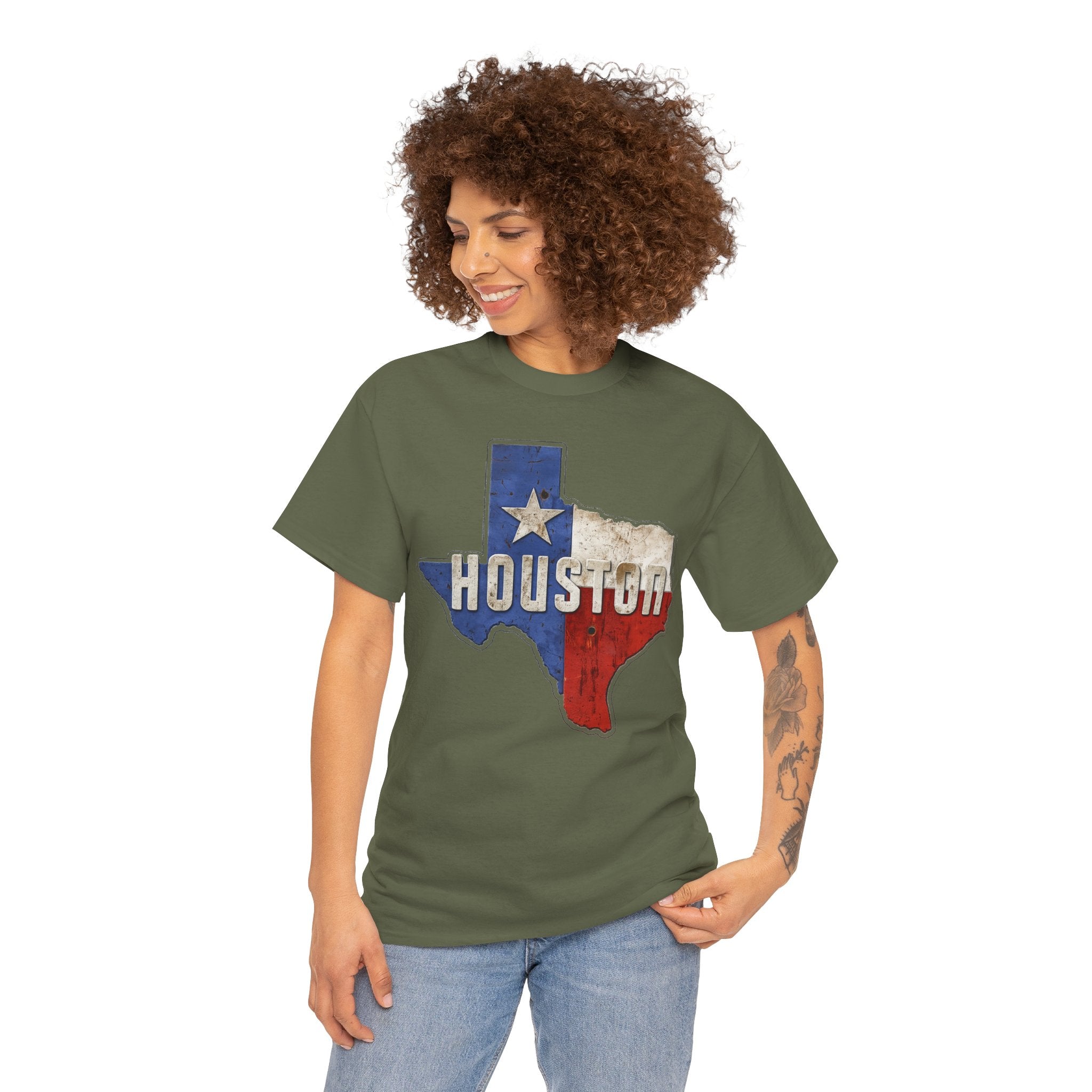 Houston Texas Flag Graphic Tee — Vintage State Outline T-Shirt