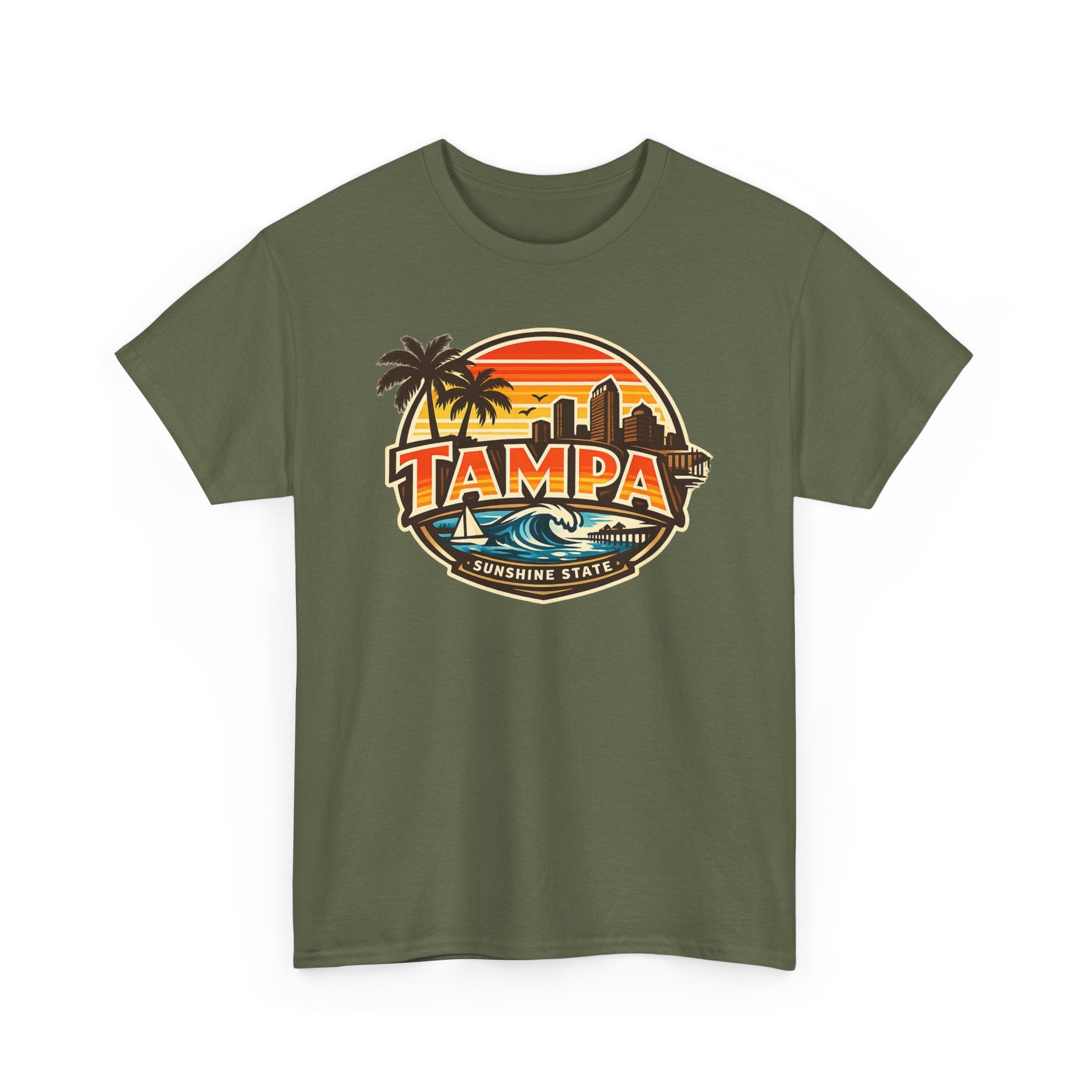 Tampa Retro Sunset T-Shirt – Vintage Palm Beach Skyline Tee
