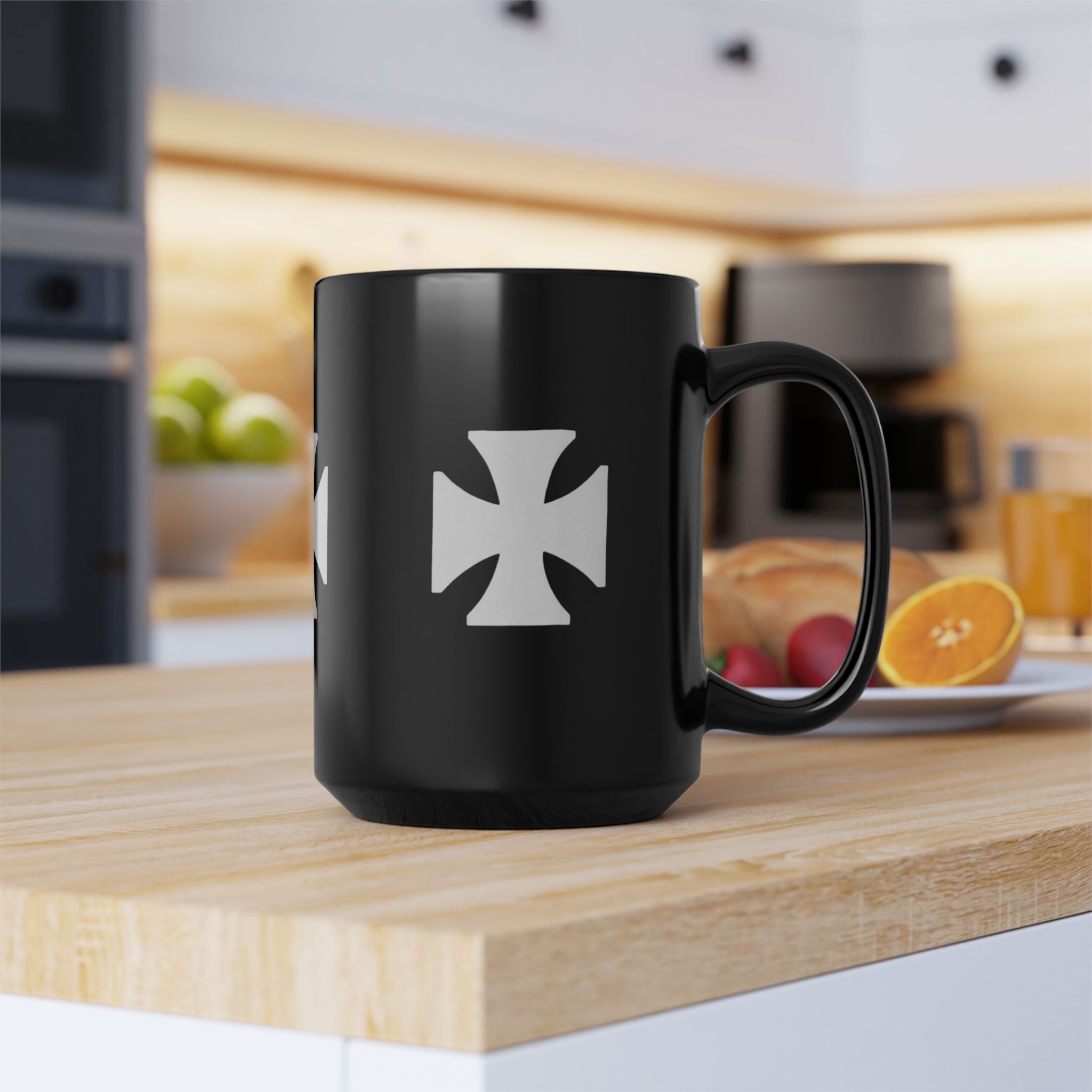 Manchester City ST Mark's Black Ceramic Mug with White Maltese Cross – Gothic Coffee Cup (11oz, 15oz)