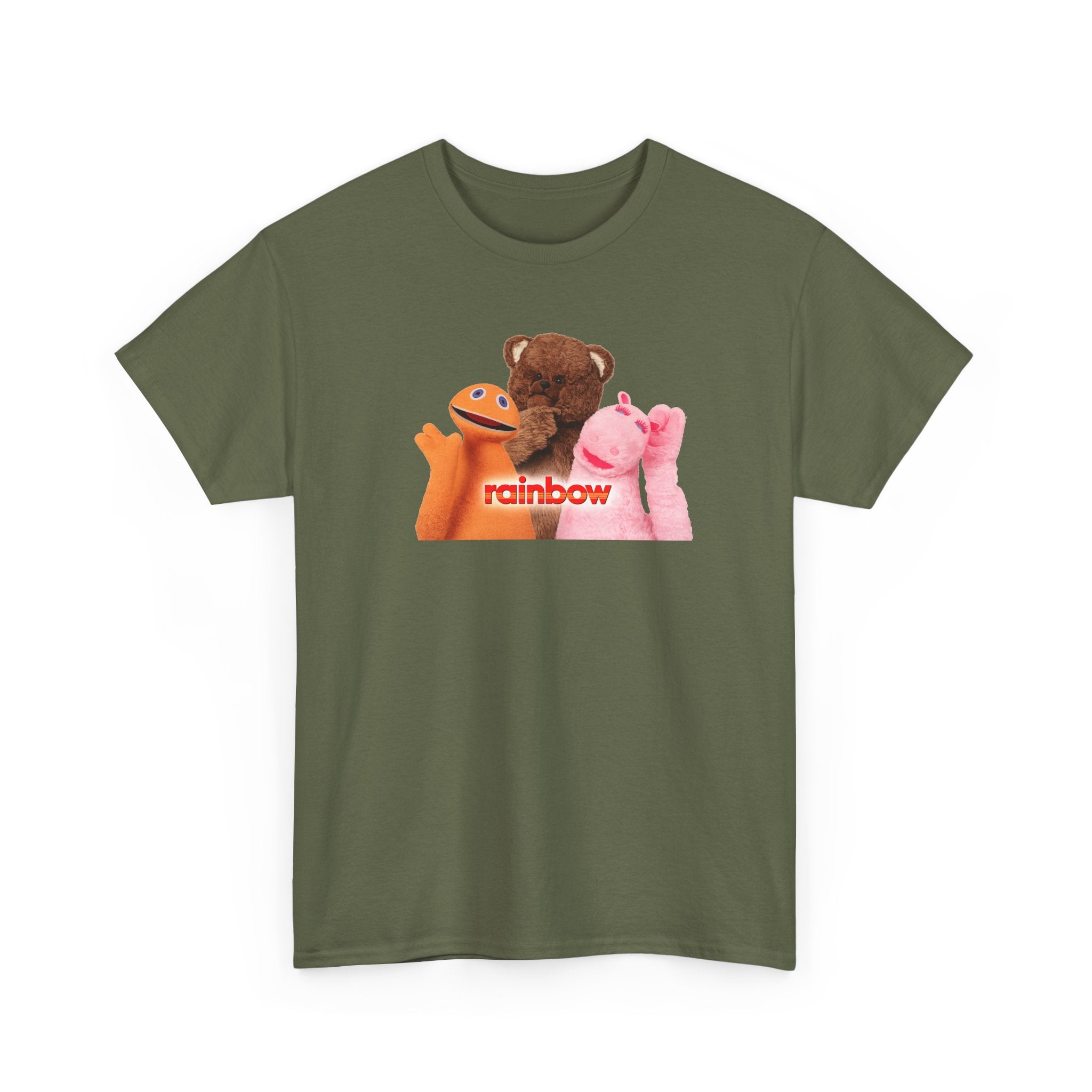 Rainbow Kids TV Zippy, George and Bungle Puppets T-Shirt — Cute Teddy & Hand Puppets Graphic Tee
