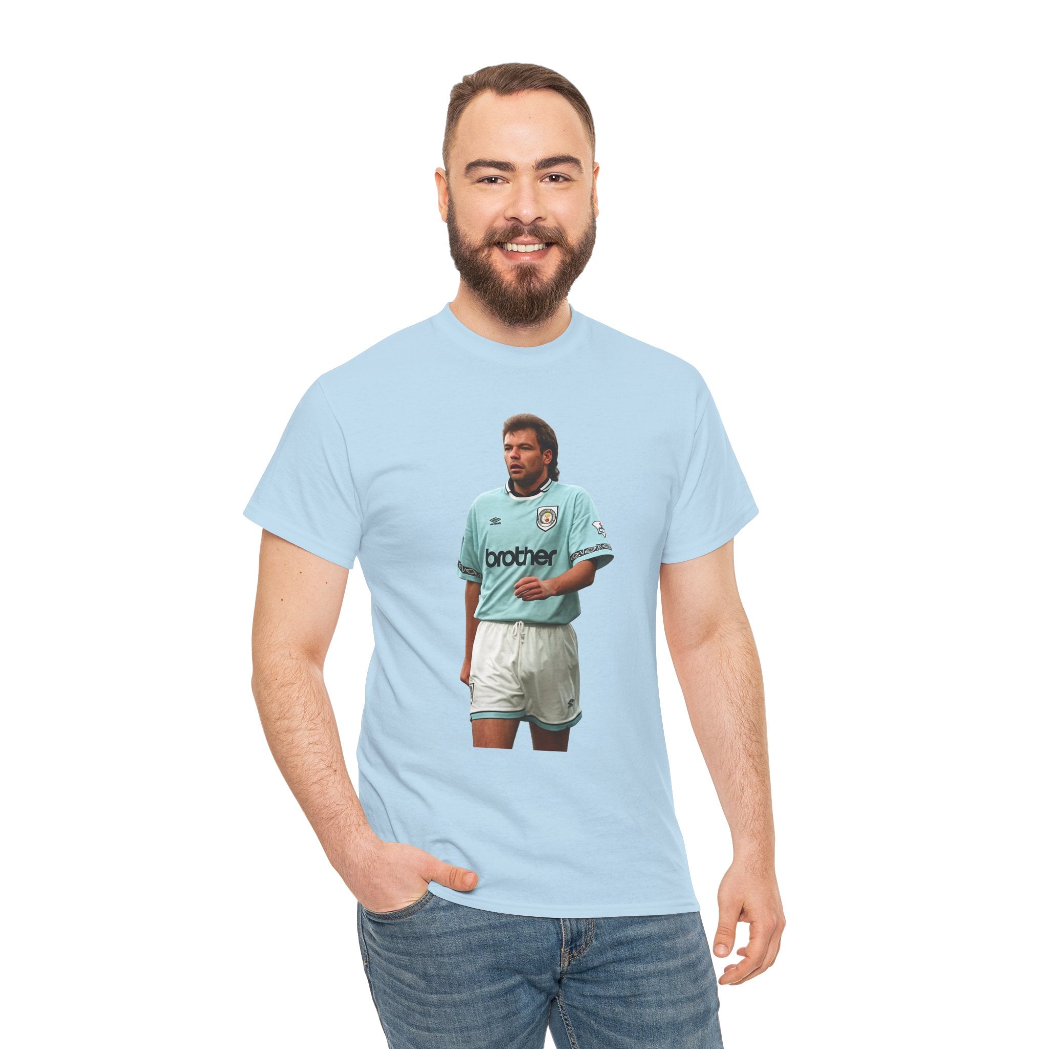Uwe Rosler Manchester City Legend Graphic Tee - Retro Football Kit Print