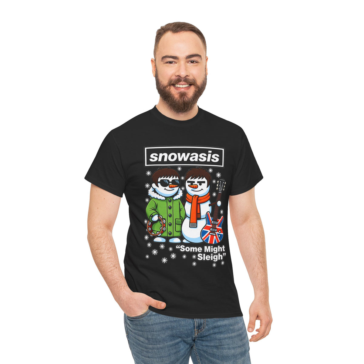 Snowasis ‘Some Might Sleigh’ Christmas Snowman #Oasis Inspired Cotton T-Shirt / Tee