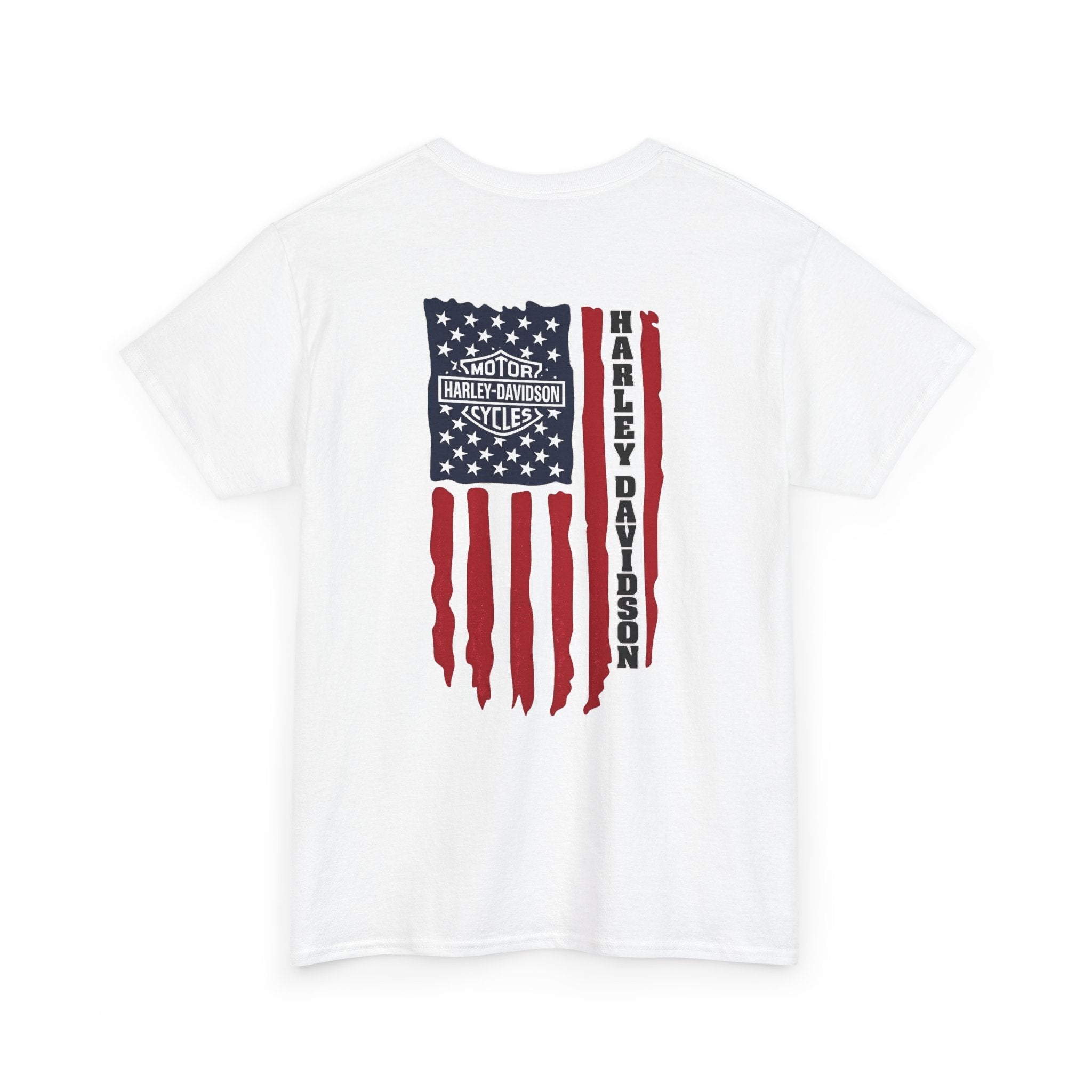 Harley-Style Flag Tee — American Motorcycle Logo T-Shirt
