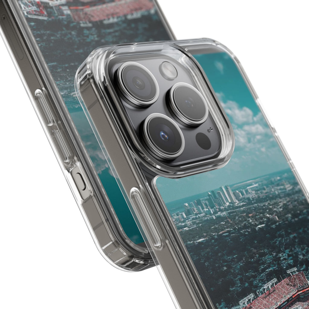 Tampa Bay Raymond James Stadium Clear Phone Case — Aerial City Stadium Design