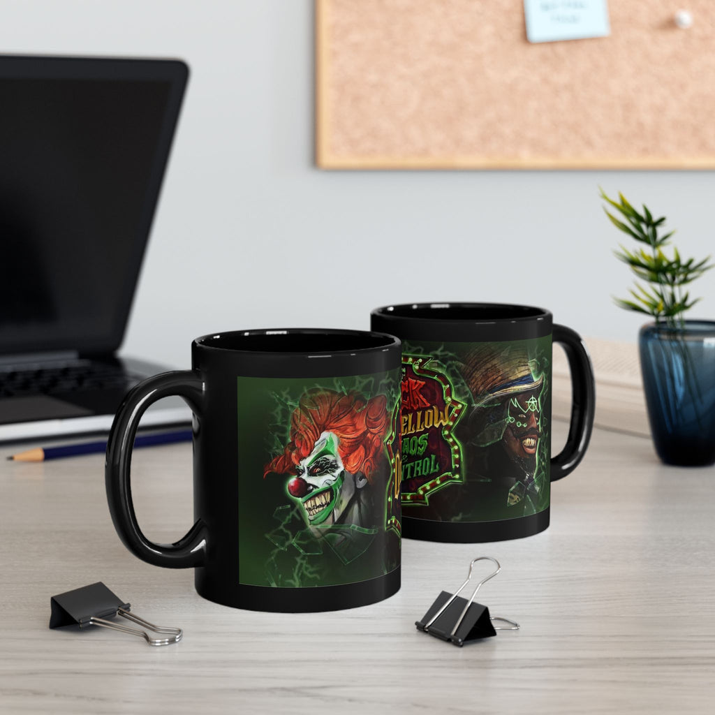 Black Ceramic Mug — 'Jack & Oddfellow Chaos Control' Horror Gamer Coffee Cup