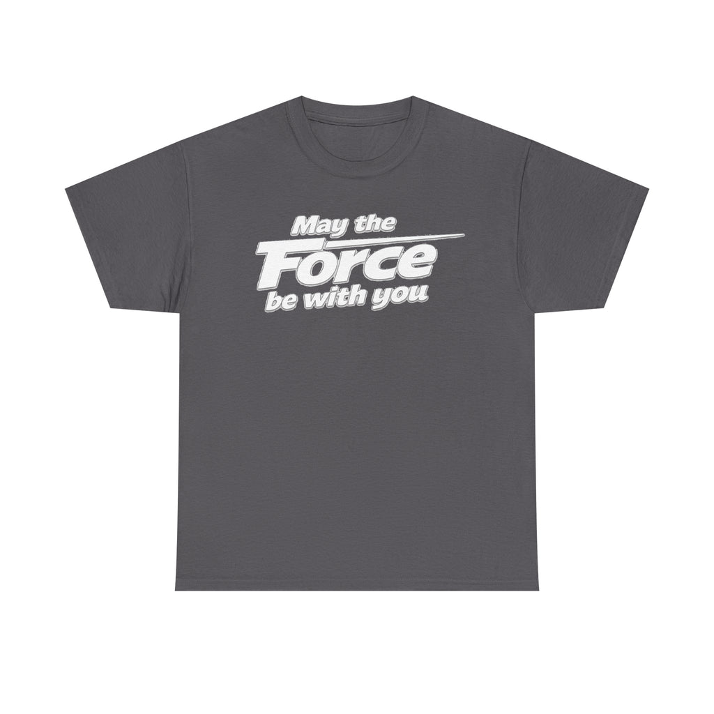 "May the Force Be With You" Retro Embossed Graphic T‑Shirt —