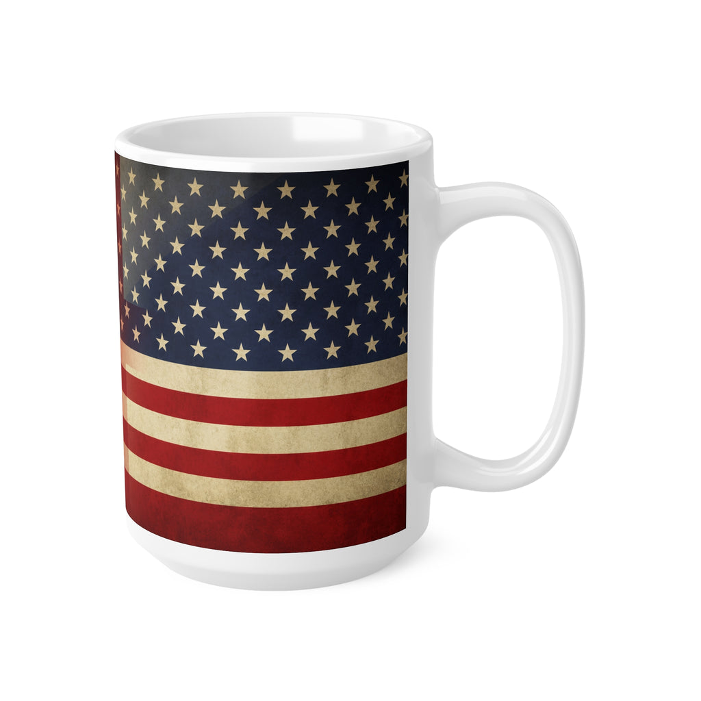 Vintage England & USA Flag Coffee Mug — Retro American Flag Ceramic Coffee Cup (11oz, 15oz)