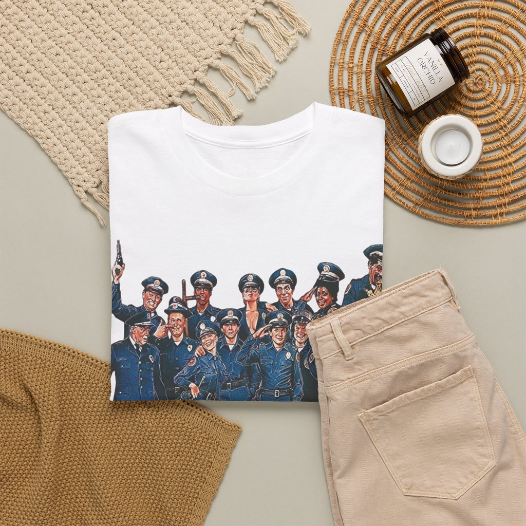 Police Academy Movie Inspired Cotton T‑Shirt — Retro Squad Photo Tee