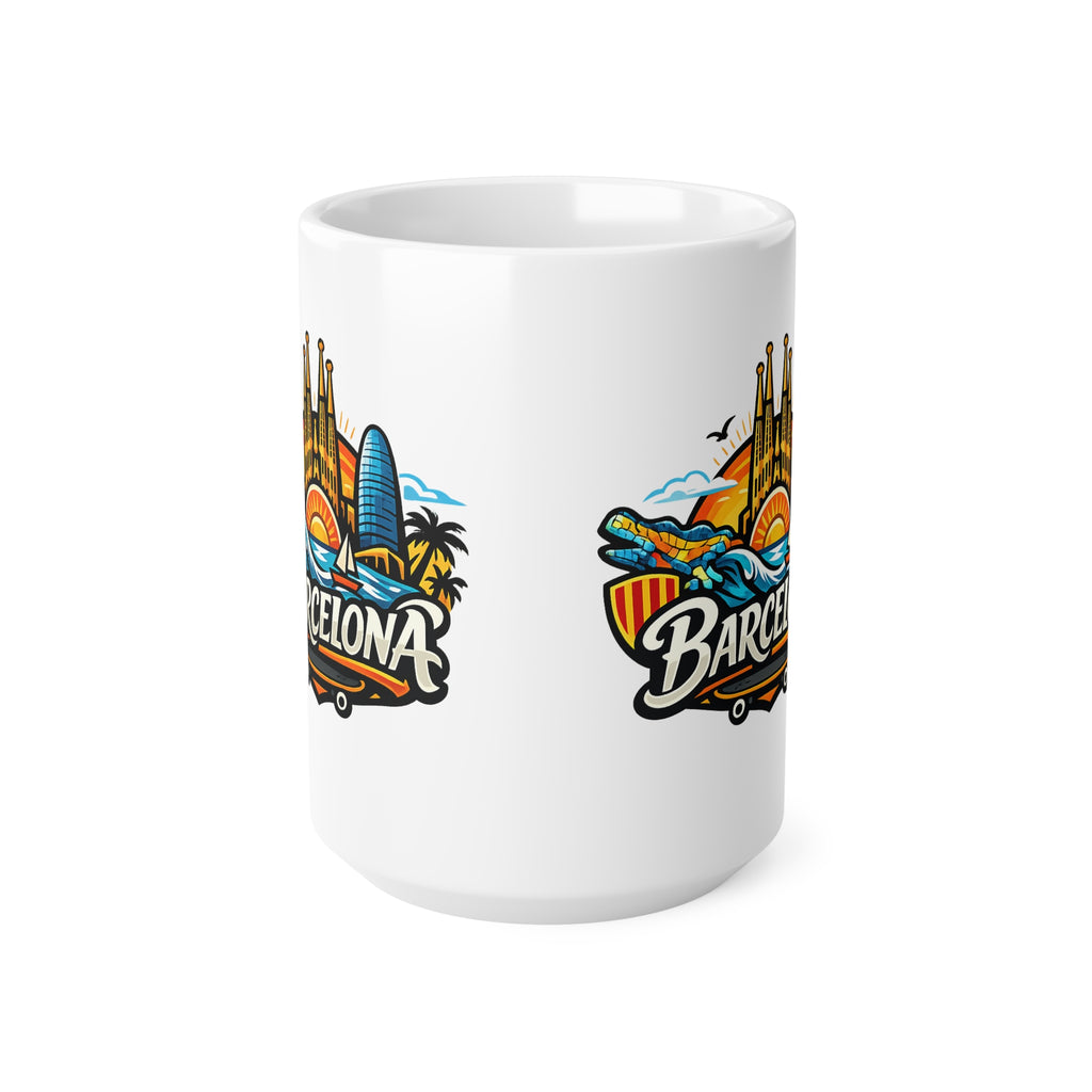 Barcelona Skyline Coffee Mug — Colorful Travel Souvenir 11oz/15oz