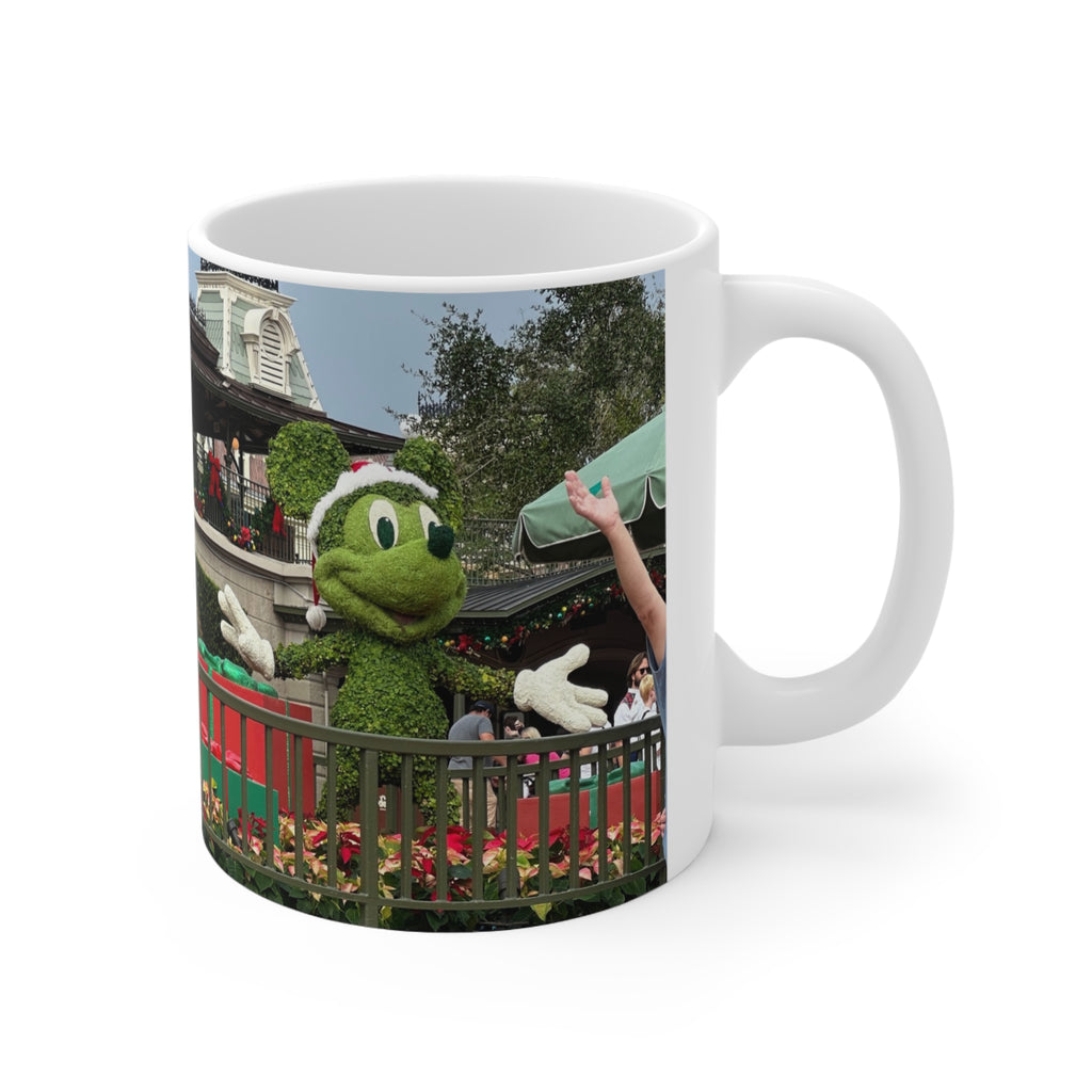 Christmas Topiary Mickey Ceramic Coffee Mug — Holiday Disney Park Souvenir (11oz/15oz)