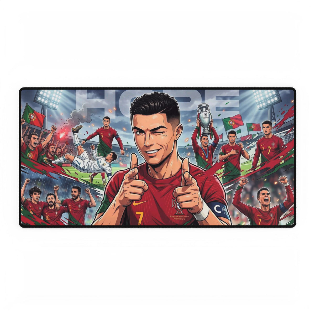 Cristiano Ronaldo Cartoon Desk Mat – Football Player Gaming Mouse Pad