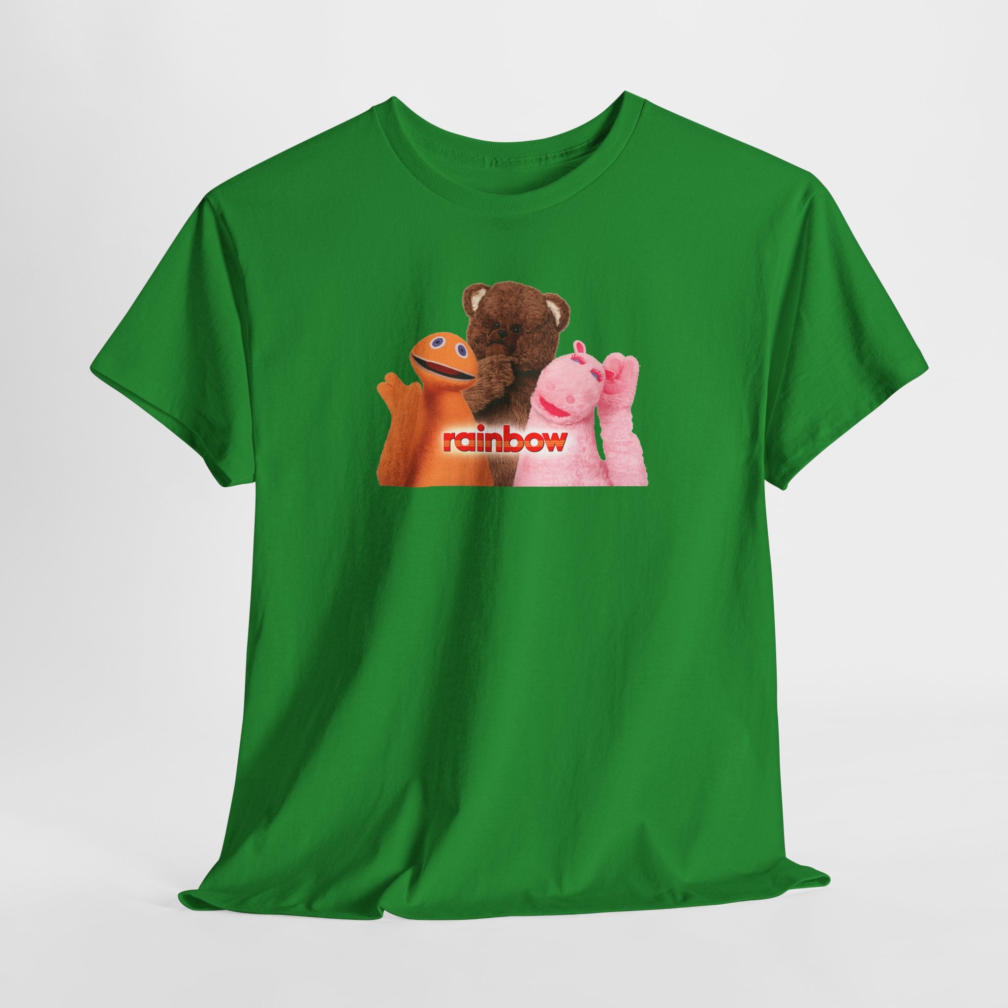 Rainbow Kids TV Zippy, George and Bungle Puppets T-Shirt — Cute Teddy & Hand Puppets Graphic Tee