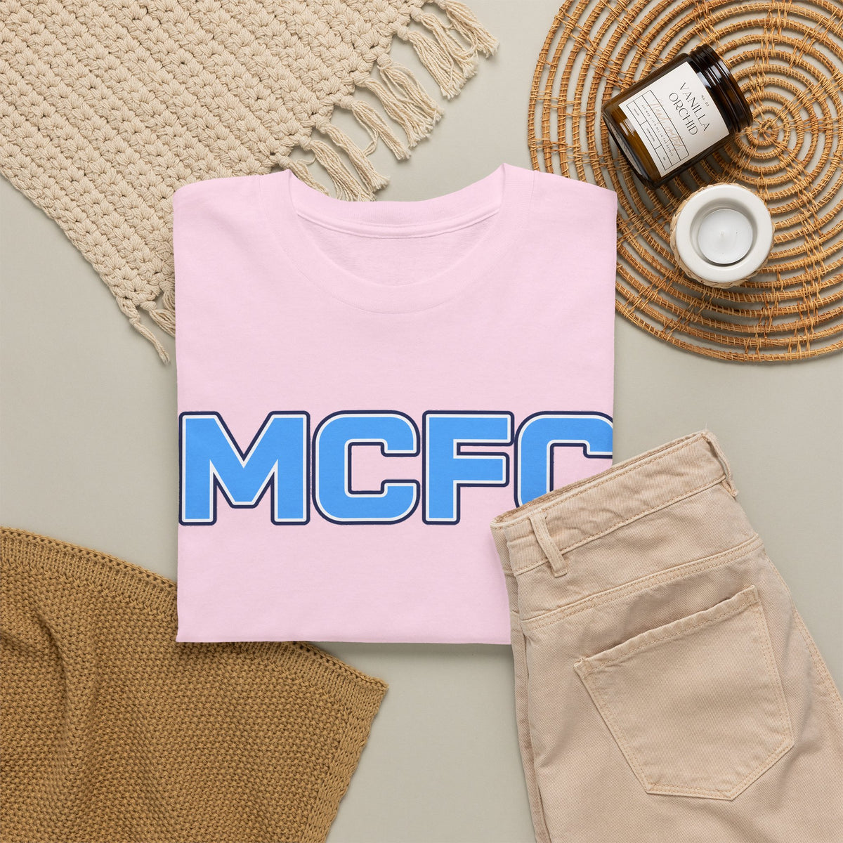 MCFC Logo Cotton T-Shirt — Light Blue Football Fan Tee