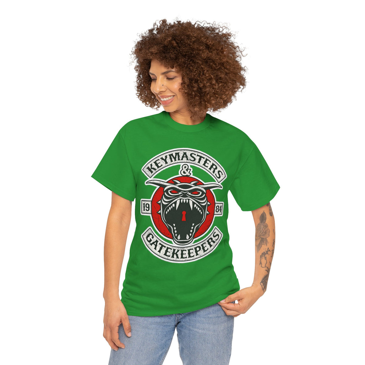 Keymasters & Gatekeepers Tee — Retro Demon Key Emblem Shirt (Since 1984)