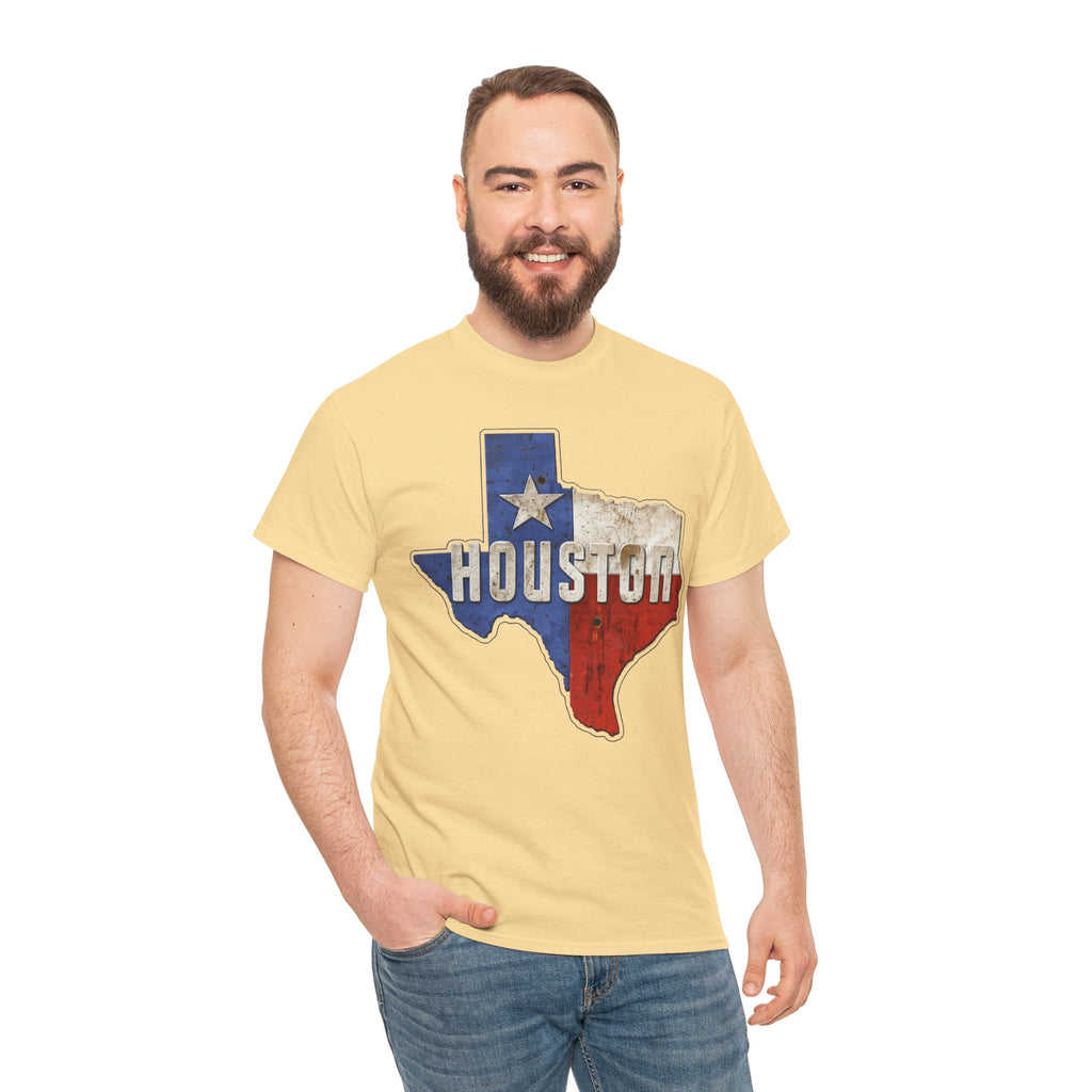 Houston Texas Flag Graphic Tee — Vintage State Outline T-Shirt