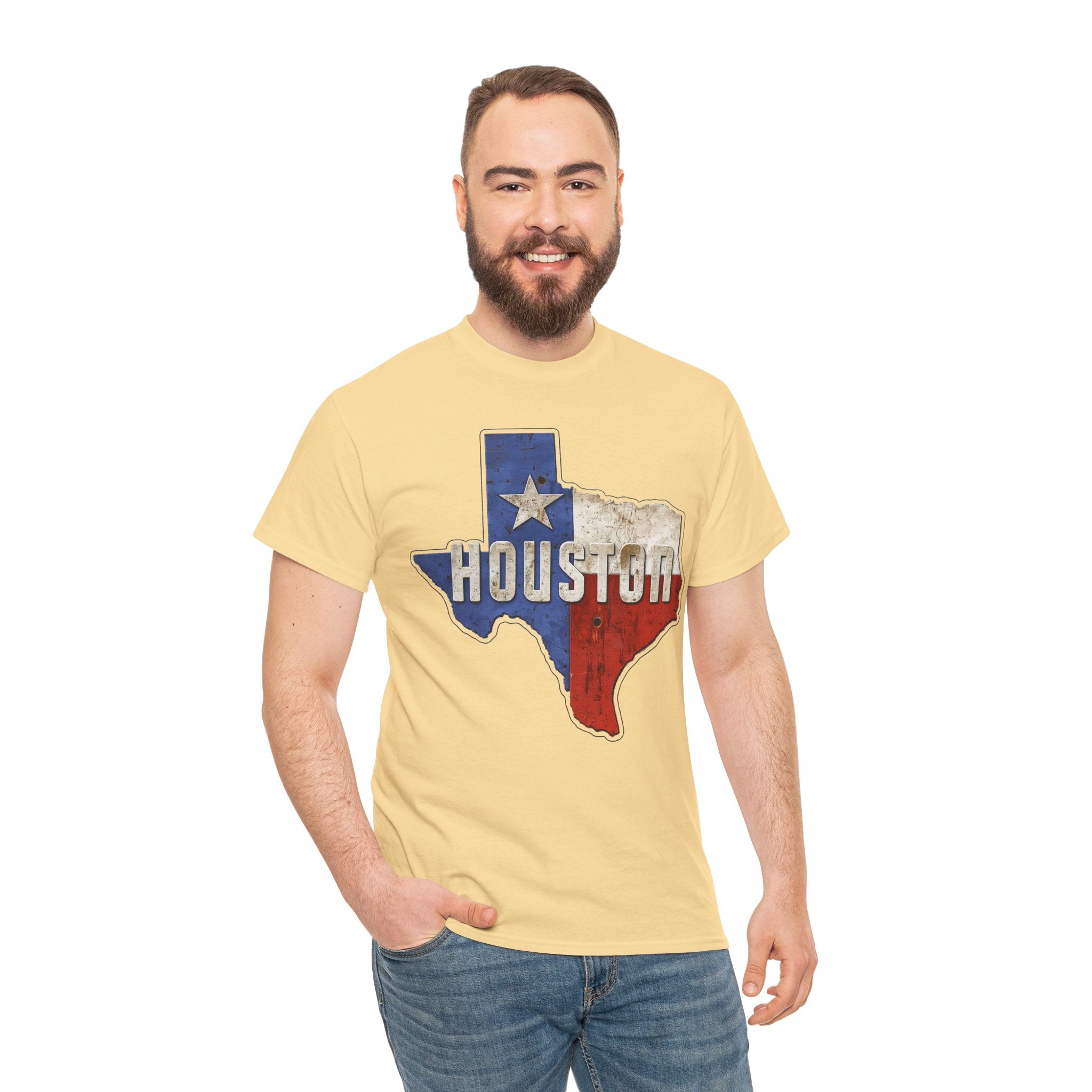 Houston Texas Flag Graphic Tee — Vintage State Outline T-Shirt