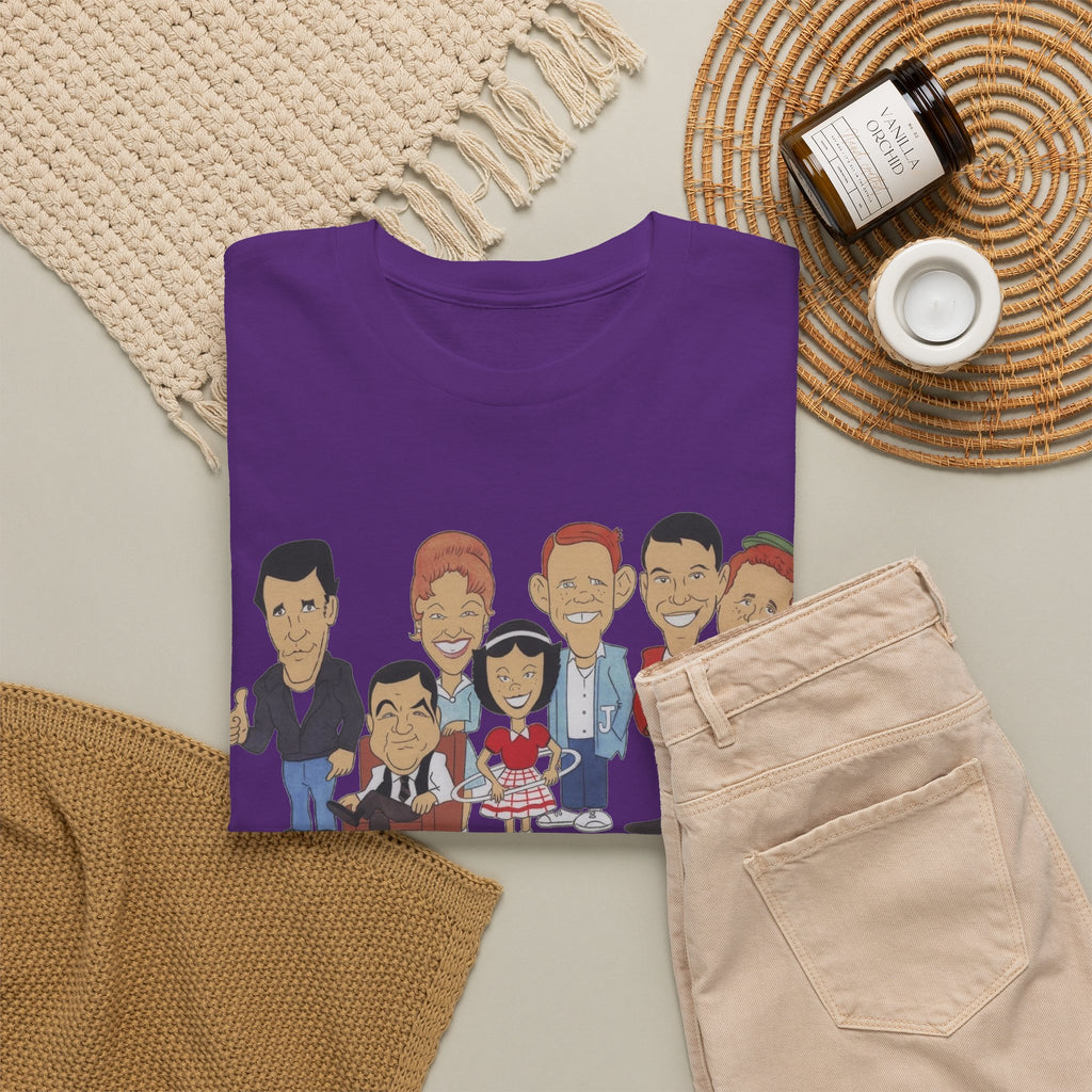 Happy Days Retro TV Cast Cartoon Tee - Vintage Sitcom Character Group Shirt