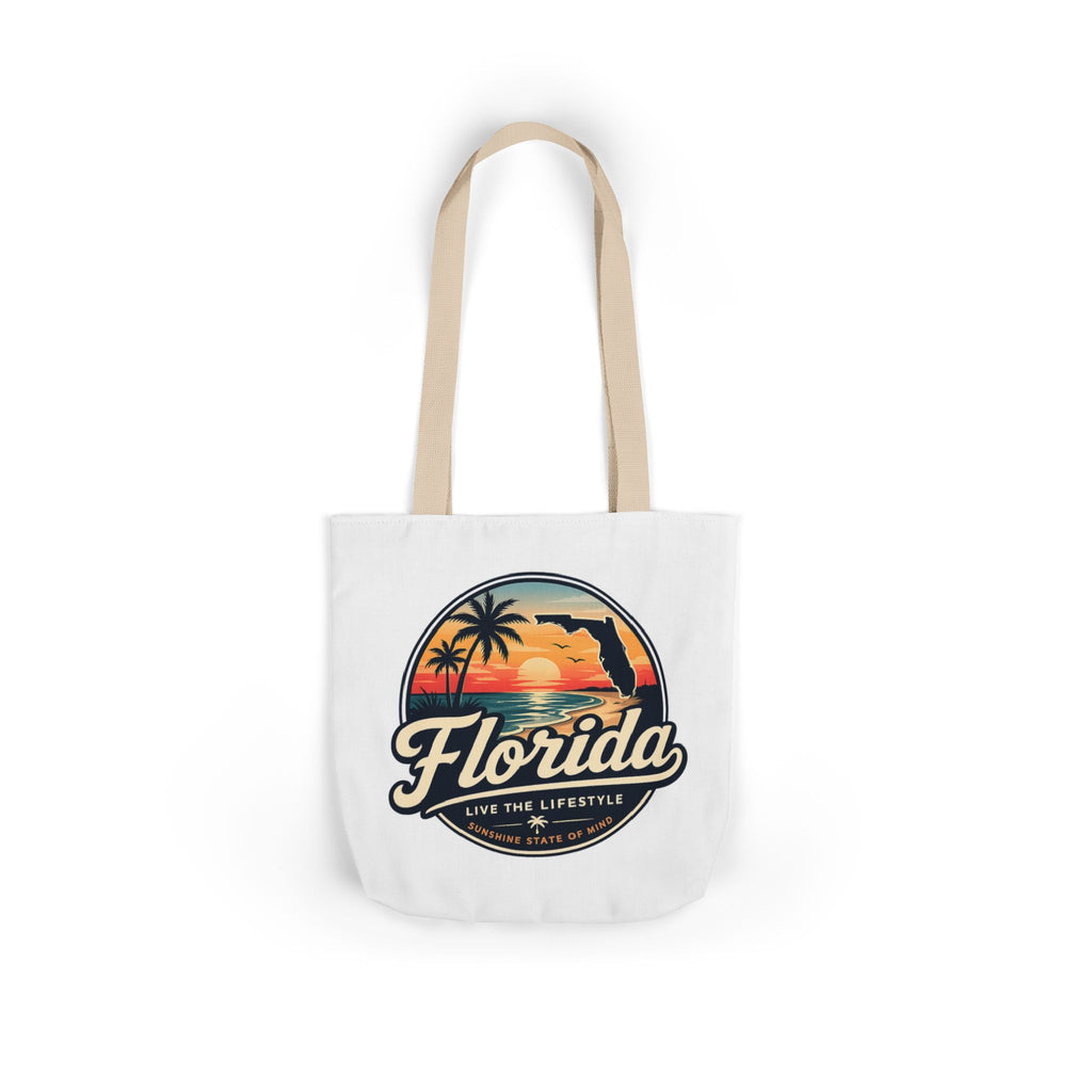 Florida Sunset Canvas Tote Bag — Retro Palm Beach Design