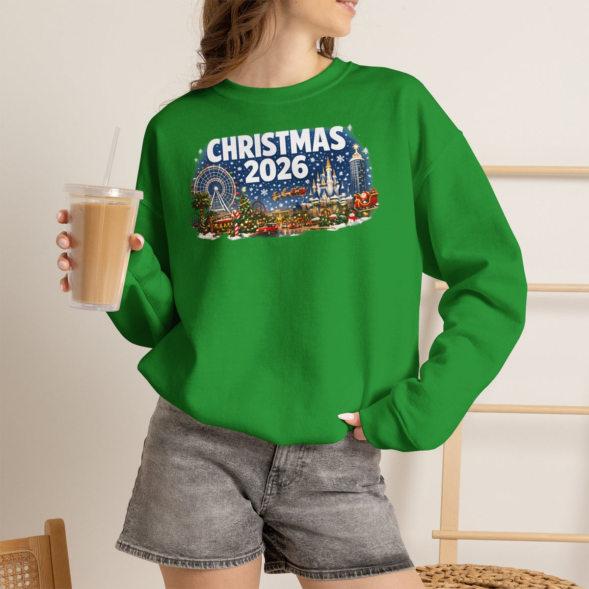 Christmas 2026 Holiday Sweatshirt – Festive Winter Cityscape Crewneck