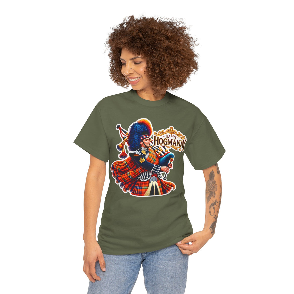 Hogmanay Bagpiper T‑Shirt — Happy Hogmanay Scottish New Year Tee