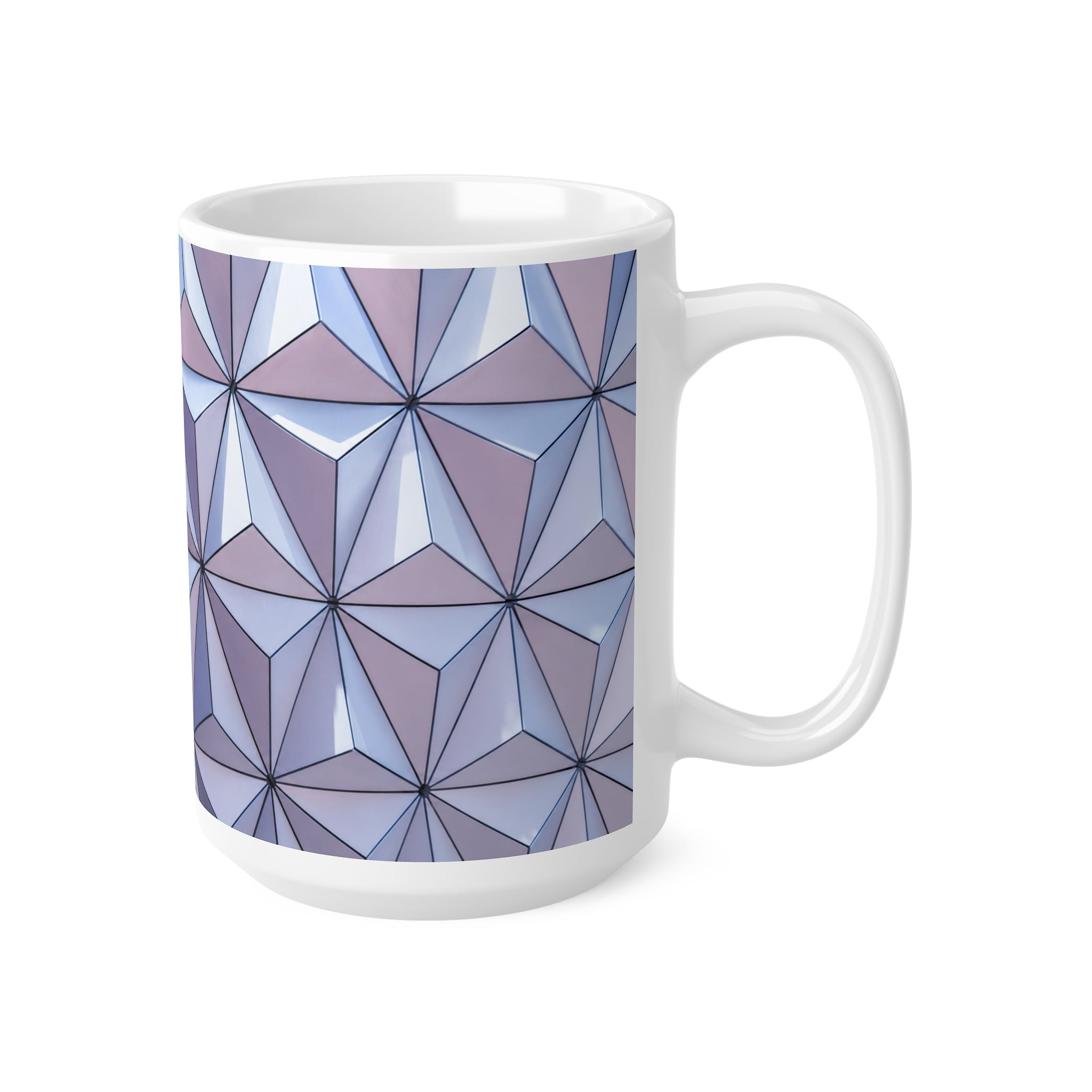 Epcot Geometric Prism Ceramic Mug — Purple Blue Patterned Coffee Cup (11oz & 15oz)