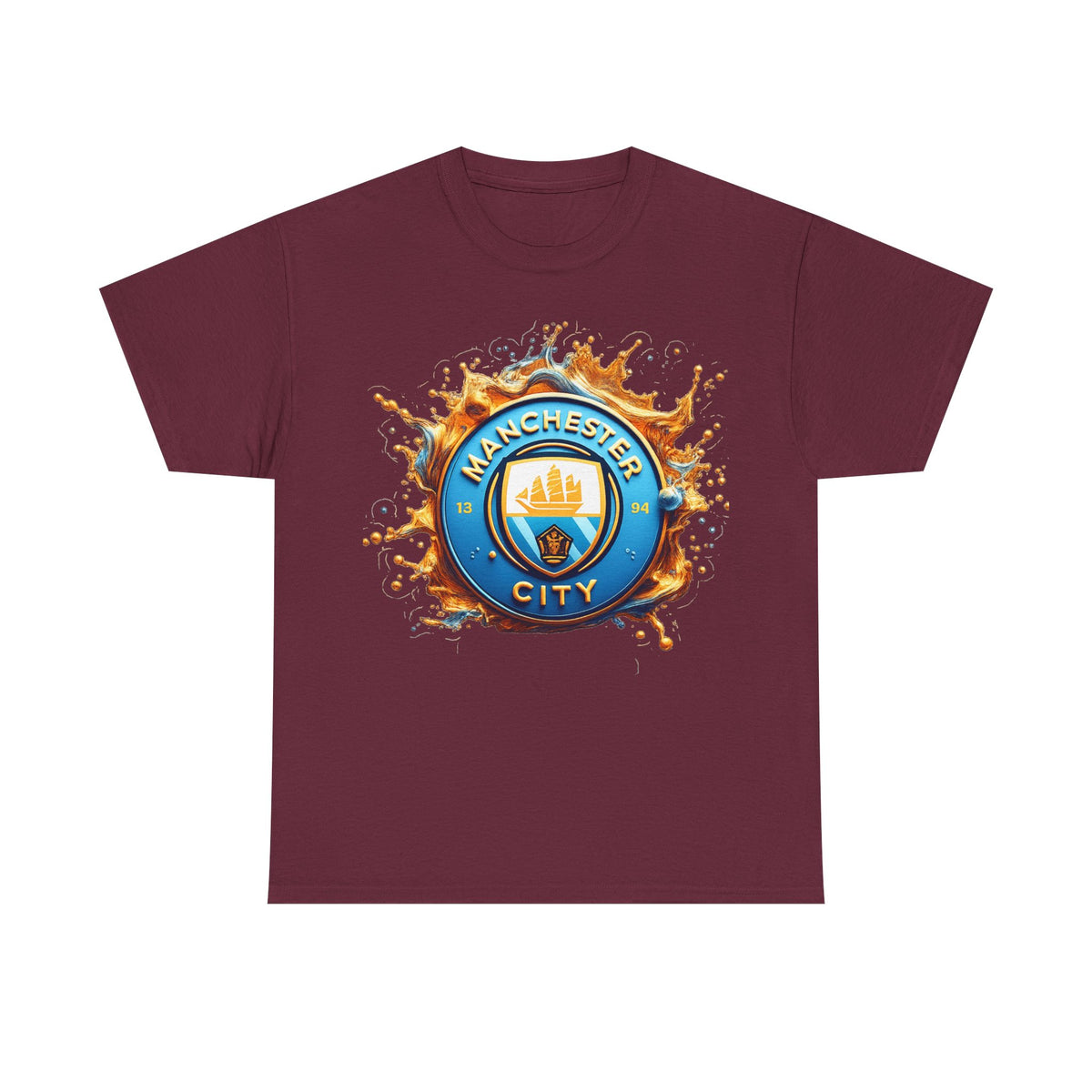 Manchester City Inspired Splash Logo Cotton T-Shirt