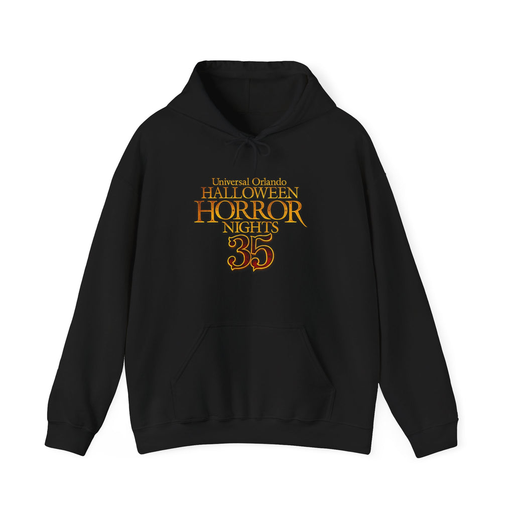 Hoodie — 'Halloween Horror Nights 35' Retro Theme Park Logo Pullover