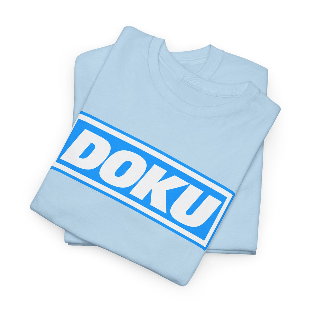 Doku Manchester City Player Logo Cotton Tee — Minimal Blue Box Graphic T-Shirt