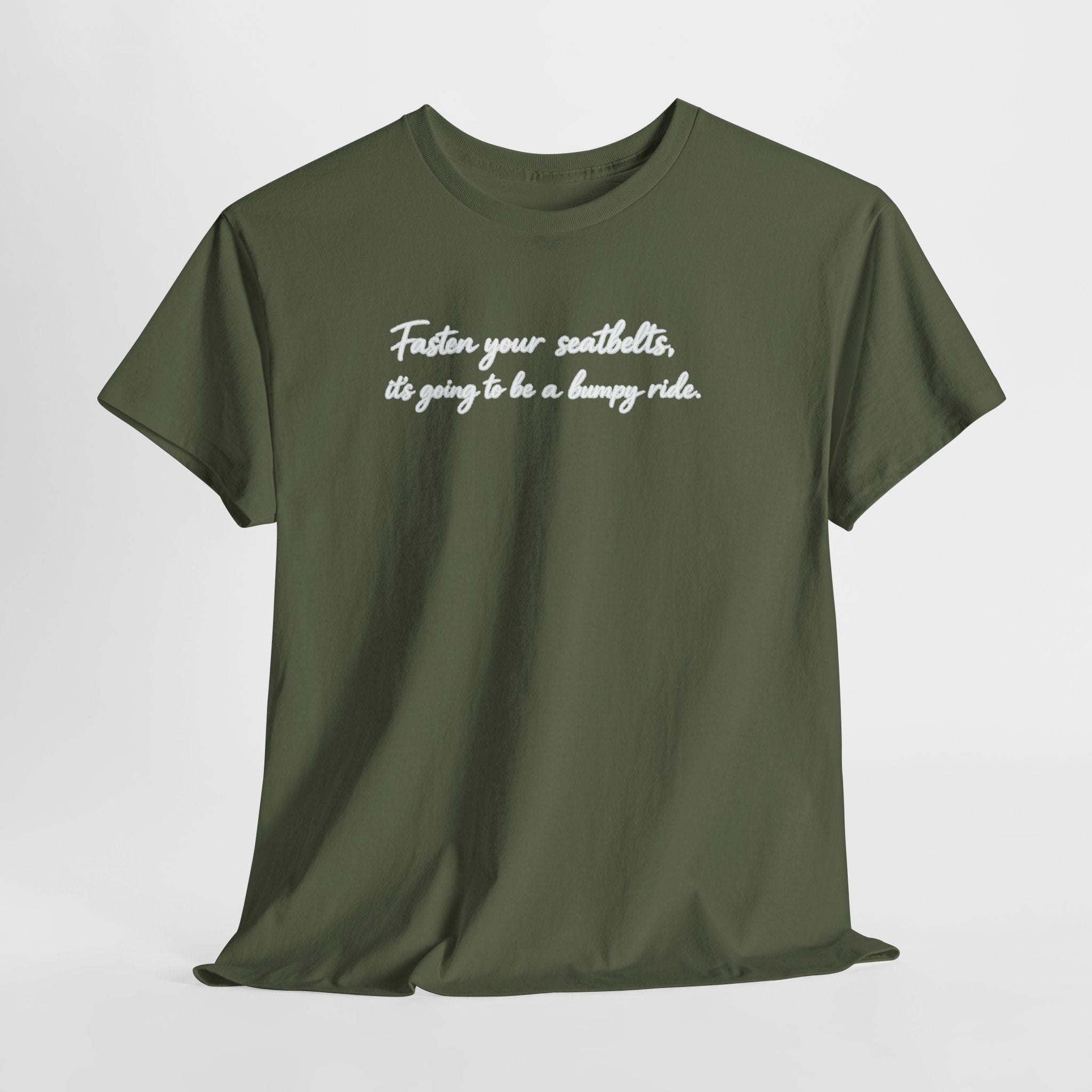 I've got a feeling it's gonna be a bumpy ride Classic White Tee — Plain Cotton T-Shirt