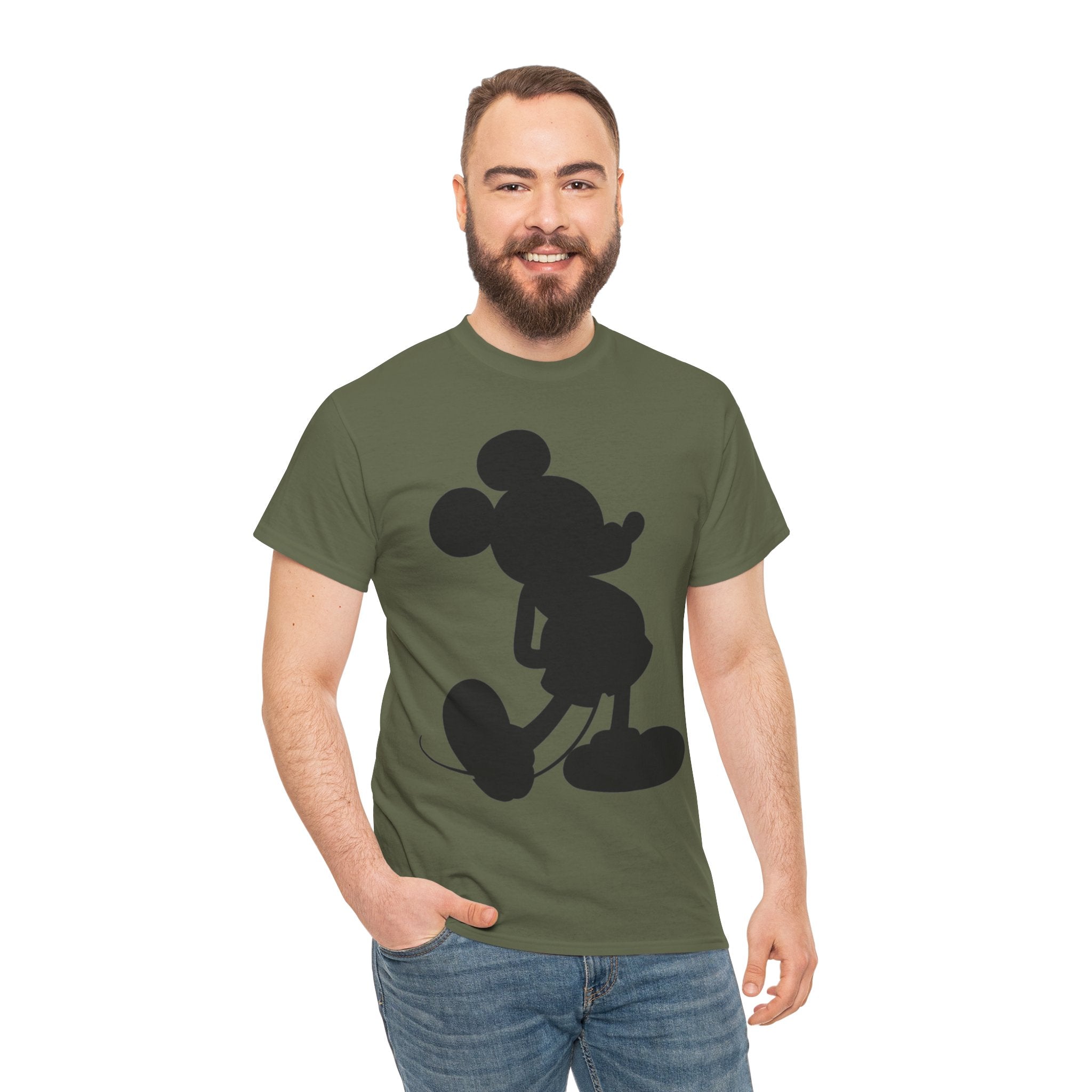 Mickey Mouse Silhouette Graphic Tee — Retro Cartoon Shadow T-Shirt
