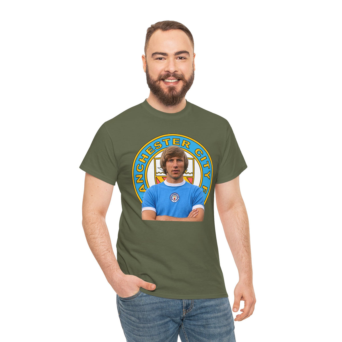 Colin Bell Manchester City Legend Cotton Tee — Retro Player Graphic