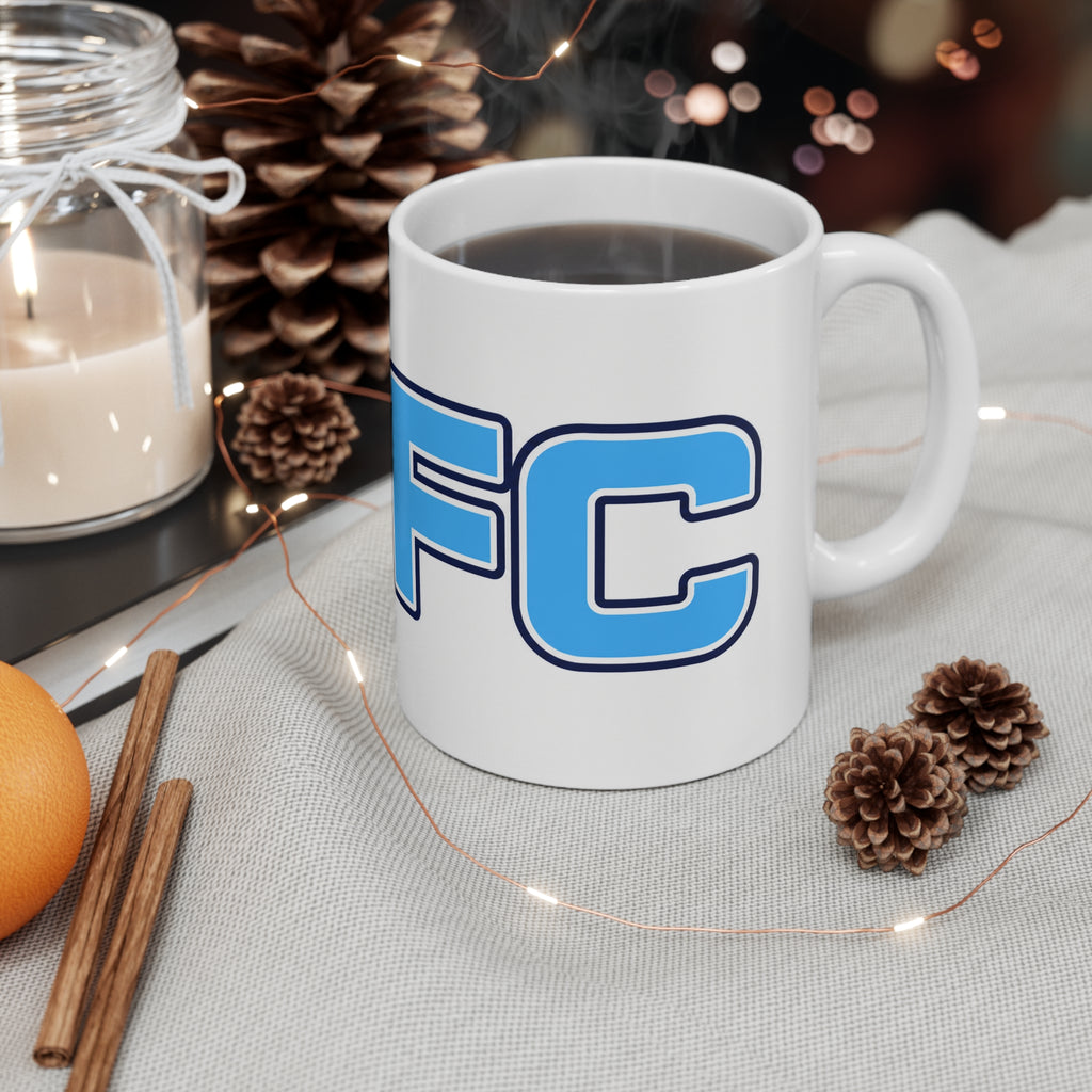 Coffee Mug — Bold Blue 'MICE' Retro Block Letter Ceramic Mug (11oz & 15oz)