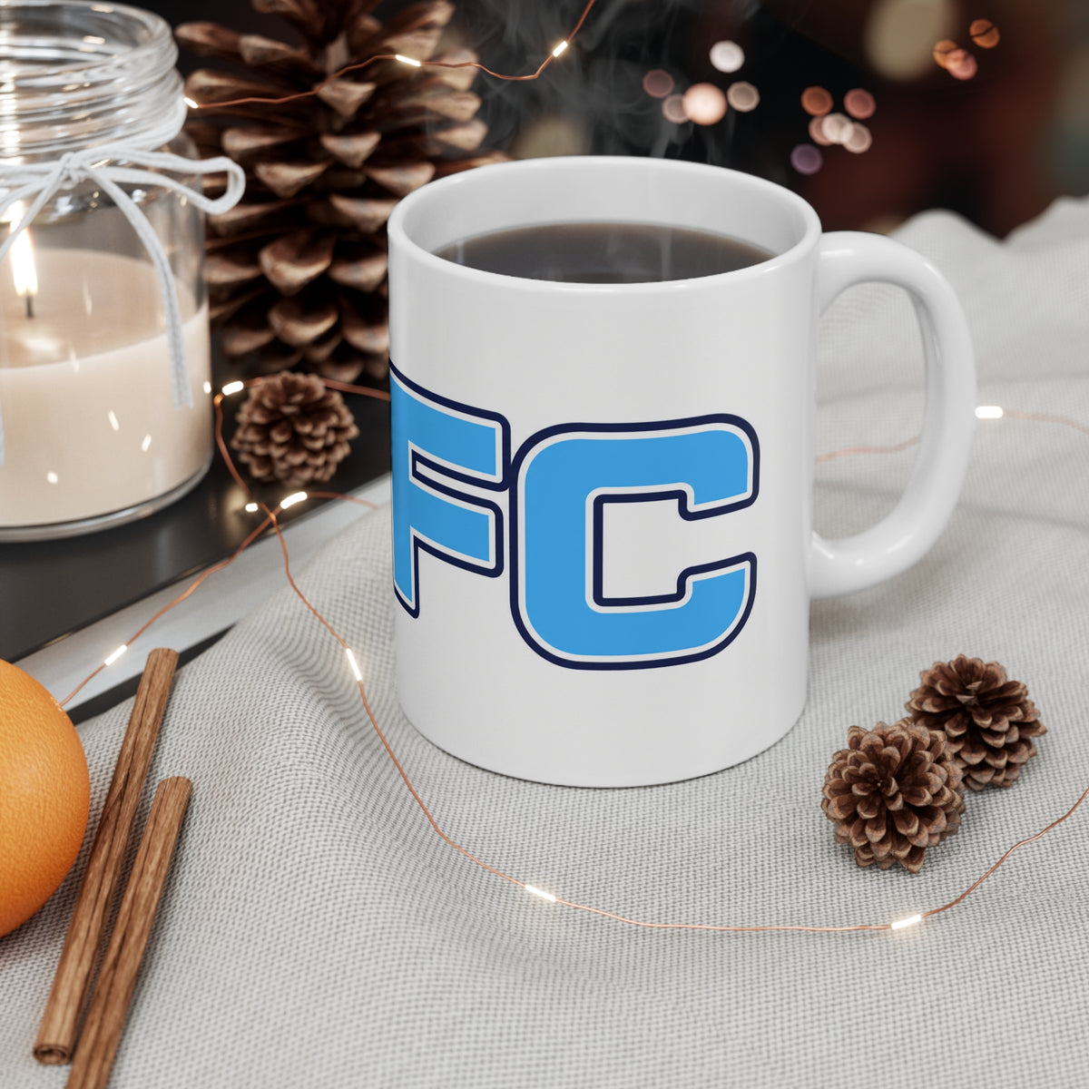 Coffee Mug — Bold Blue 'MICE' Retro Block Letter Ceramic Mug (11oz & 15oz)