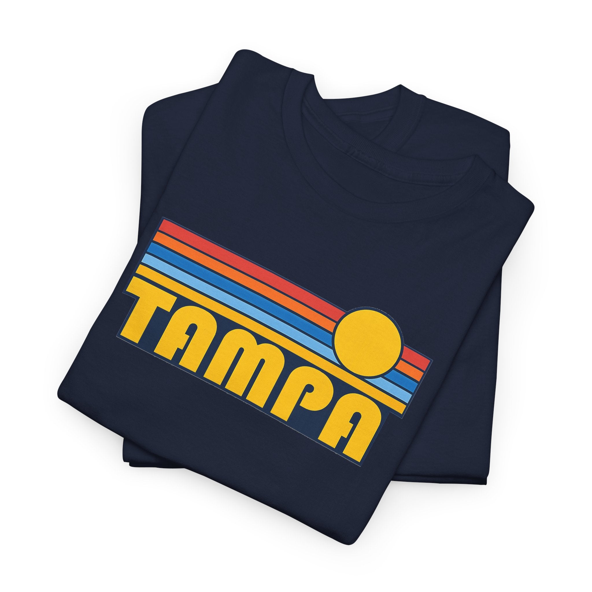 Tampa Retro Sunset T-Shirt — Vintage 70s Striped Beach Tee