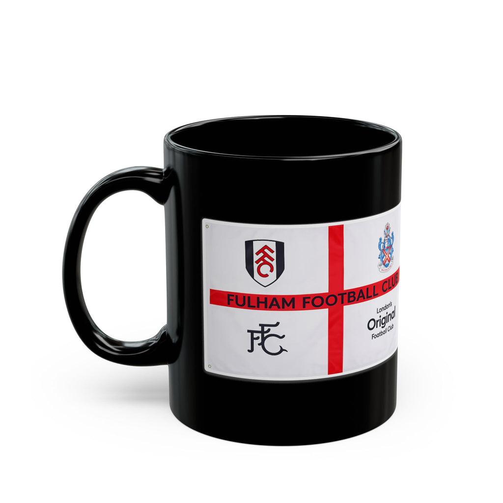 Fulham Football Club Black Mug – Crest & England Flag Design (11oz/15oz)
