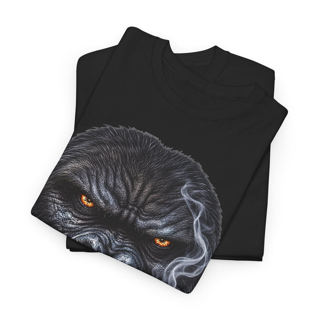Smoking Gorilla Cotton T-Shirt / Tee — Fierce Gorilla Face with Cigar Graphic Shirt