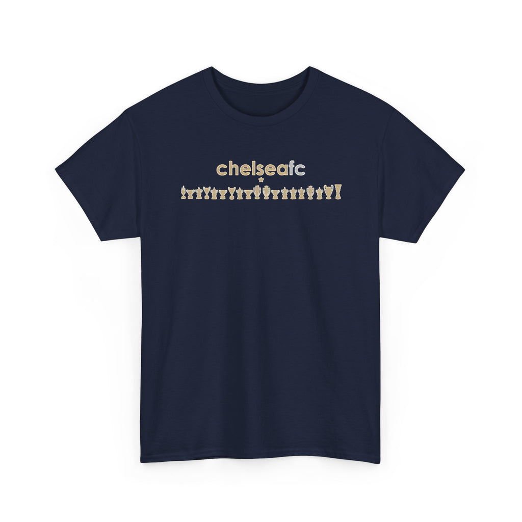 Chelsea FC Retro Silhouette Tee — Beige Logo Football Fans Shirt