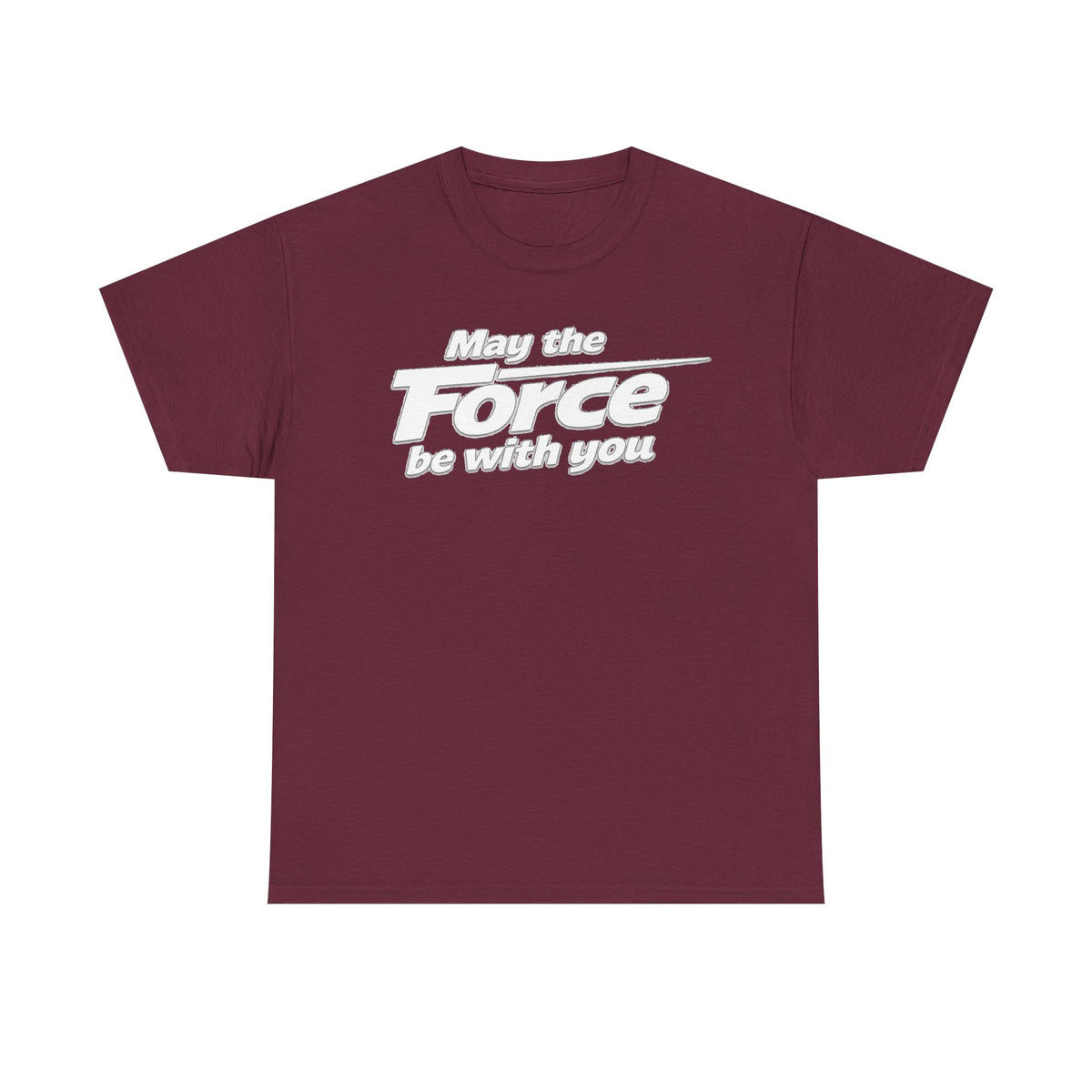 "May the Force Be With You" Retro Embossed Graphic T‑Shirt —