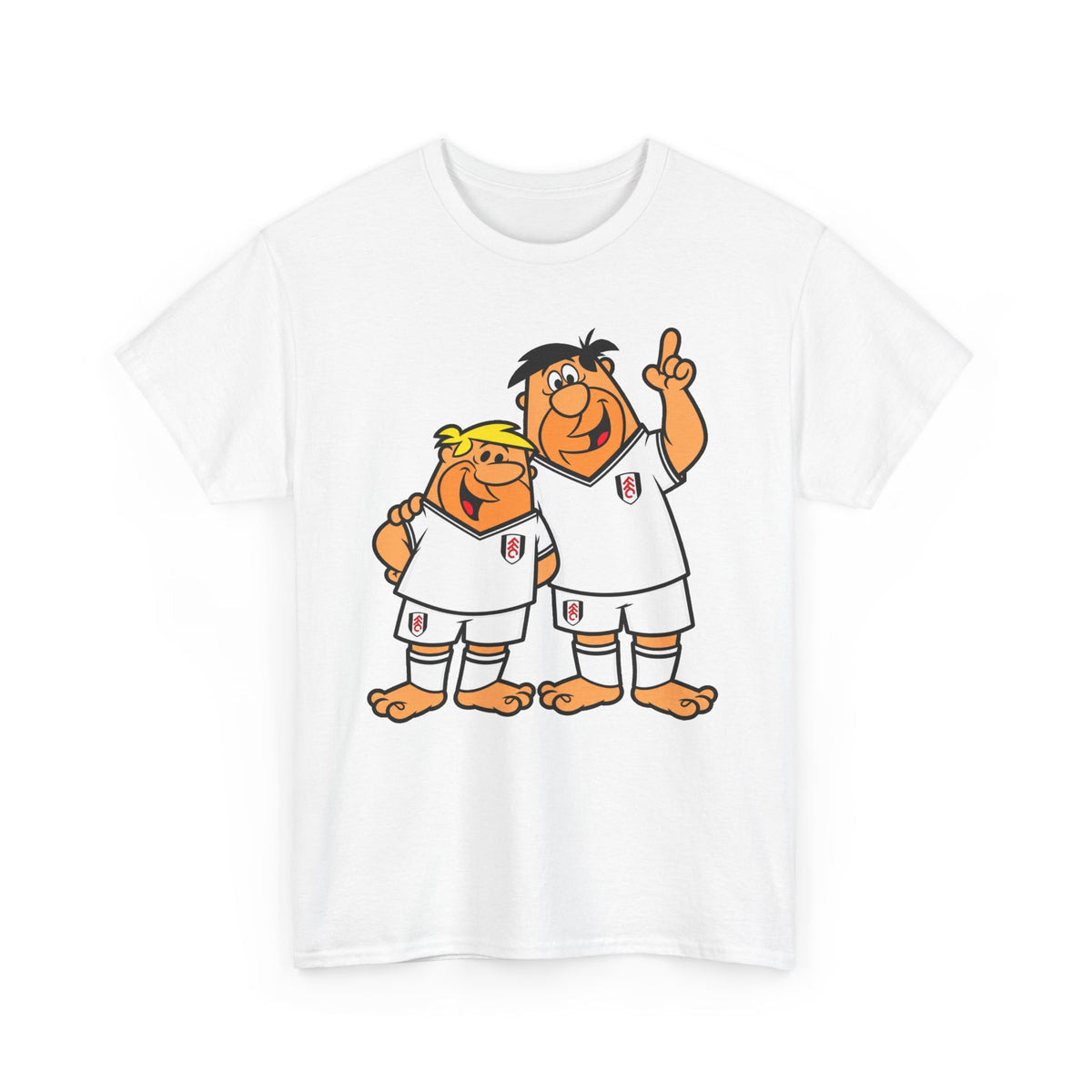 Fulham Flintstones Fred & Barney Cartoon Cotton T-Shirt Tee - Vintage Flintstones-Style Brothers Shirt