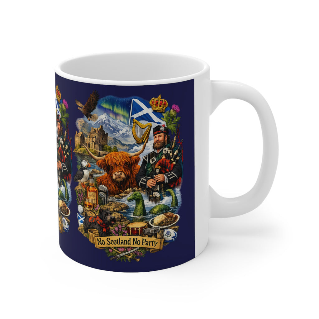 Scotland Mug – "No Scotland No Party" Ceramic Coffee Cup (11oz & 15oz)