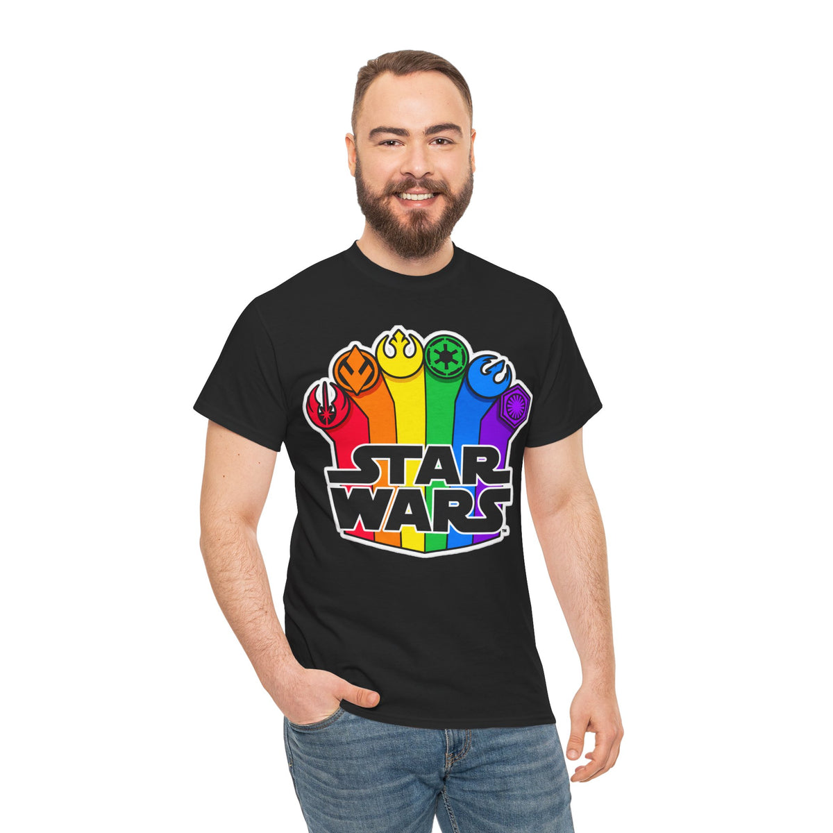 Star Wars Rainbow Emblem Tee — LGBTQ+ Pride Fan Cotton Shirt