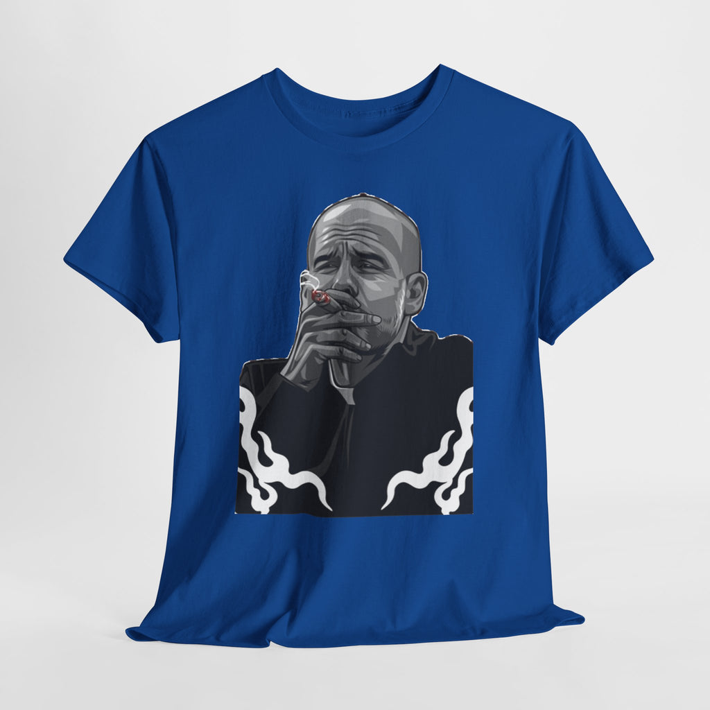 Pep Guardiola Smoking Portrait T‑Shirt — Moody Graphic Tee