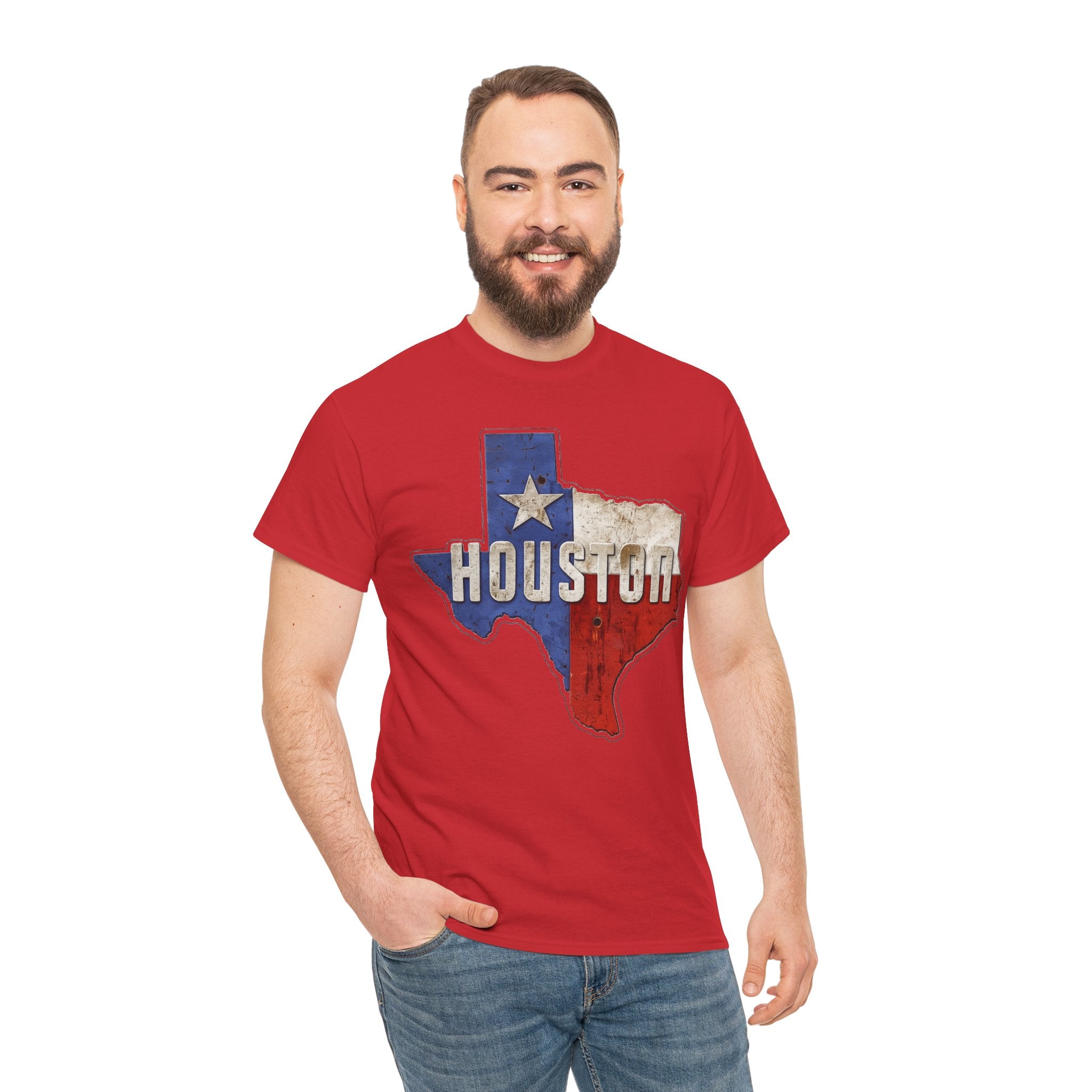 Houston Texas Flag Graphic Tee — Vintage State Outline T-Shirt
