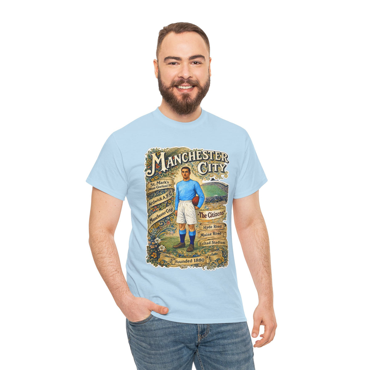 Manchester City Vintage Football Tee — Retro Soccer Graphic T-Shirt