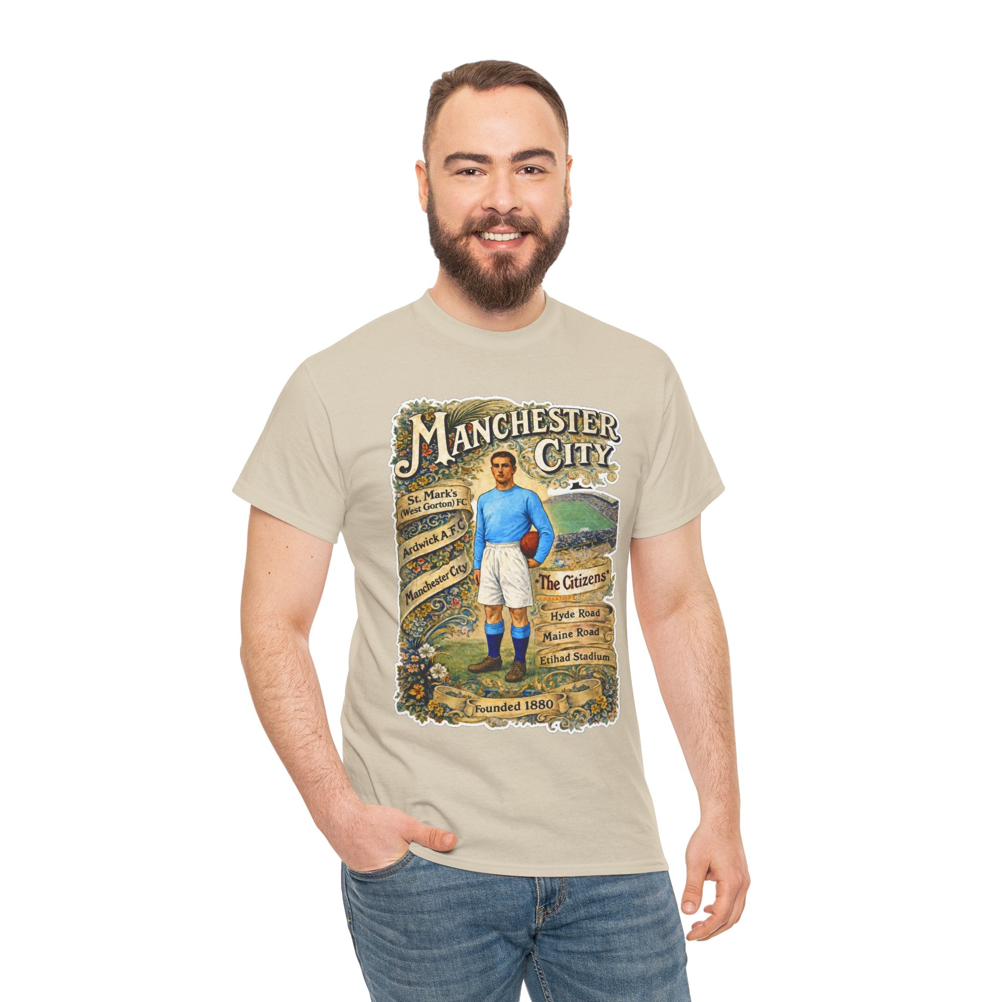 Manchester City Vintage Football Tee — Retro Soccer Graphic T-Shirt