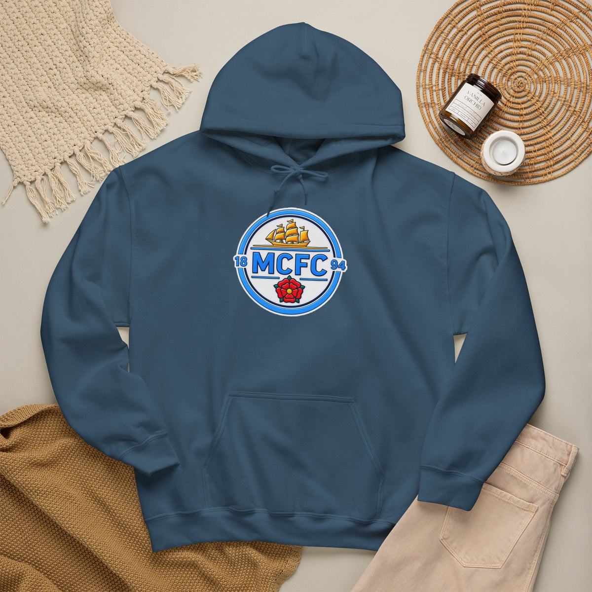 MCFC Logo Hoodie – Vintage Football Club Crest Pullover