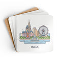 Orlando Skyline Cork Coaster Set – Illustrated Cityscape Drink Coasters (4-Pack)