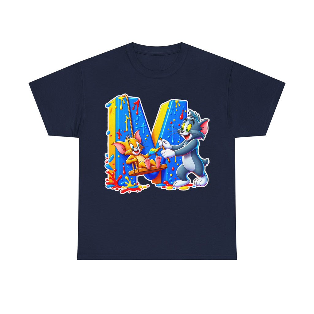 Tom & Jerry Letter M Cotton T-Shirt — Retro Cartoon Graphic Tee
